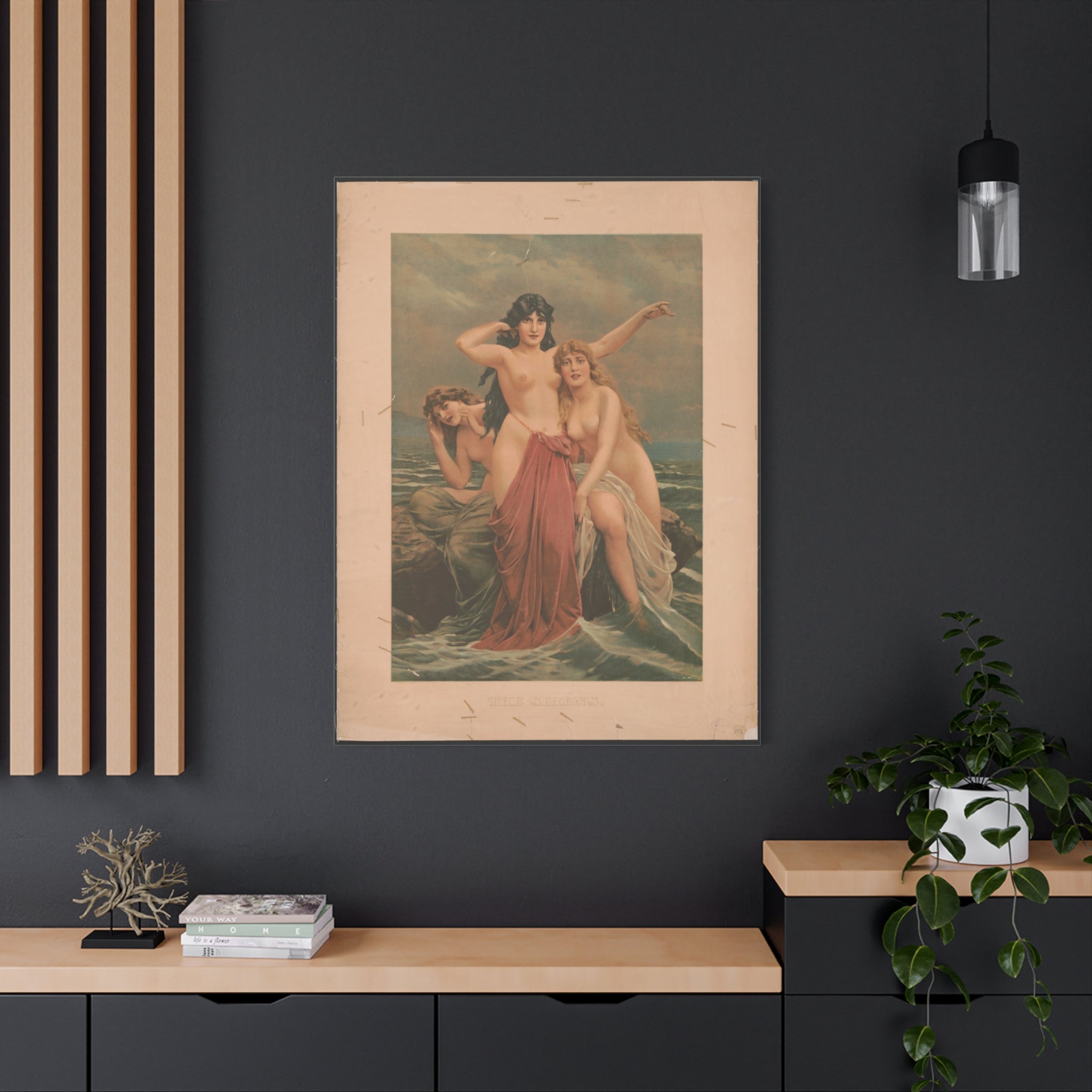 canvas-print-the-sirens-vintage-poster-woman-illustration-wall-decor-mythology-art-retro-sirens-picture-gift-for-mythology-lo