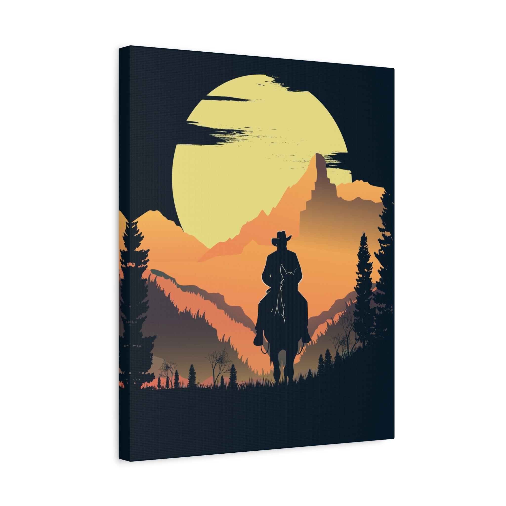 canvas-wall-art-cowboy-western-wall-decor-matte-stretched-print-rustic-southwestern-home-decoration-texas-desert-landscape