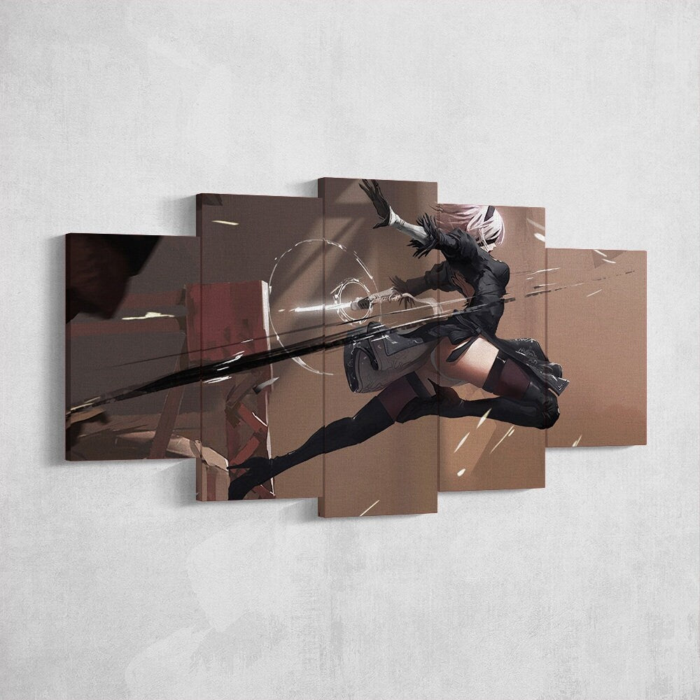 nier-automata-5-piece-canvas-wall-art-nier-automata-poster-nier-automata-art-nier-automata-print-nier-automata-2b-nier-automa