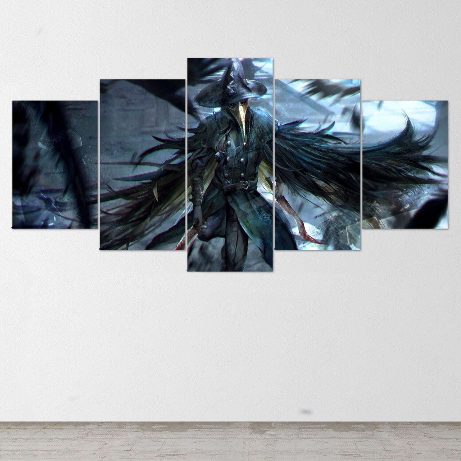 bloodborne-hunter-5-piece-canvas-wall-art-bloodborne-wall-art-bloodborne-hunter-poster-bloodborne-canvas-bloodborne-5-panel-g