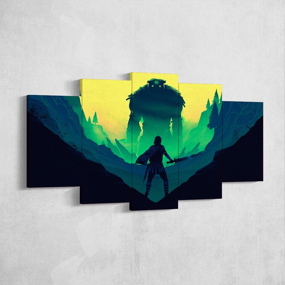 shadow-of-the-colossus-5-piece-canvas-wall-art-shadow-of-the-colossus-wall-art-shadow-of-colossus-poster-shadow-of-the-coloss