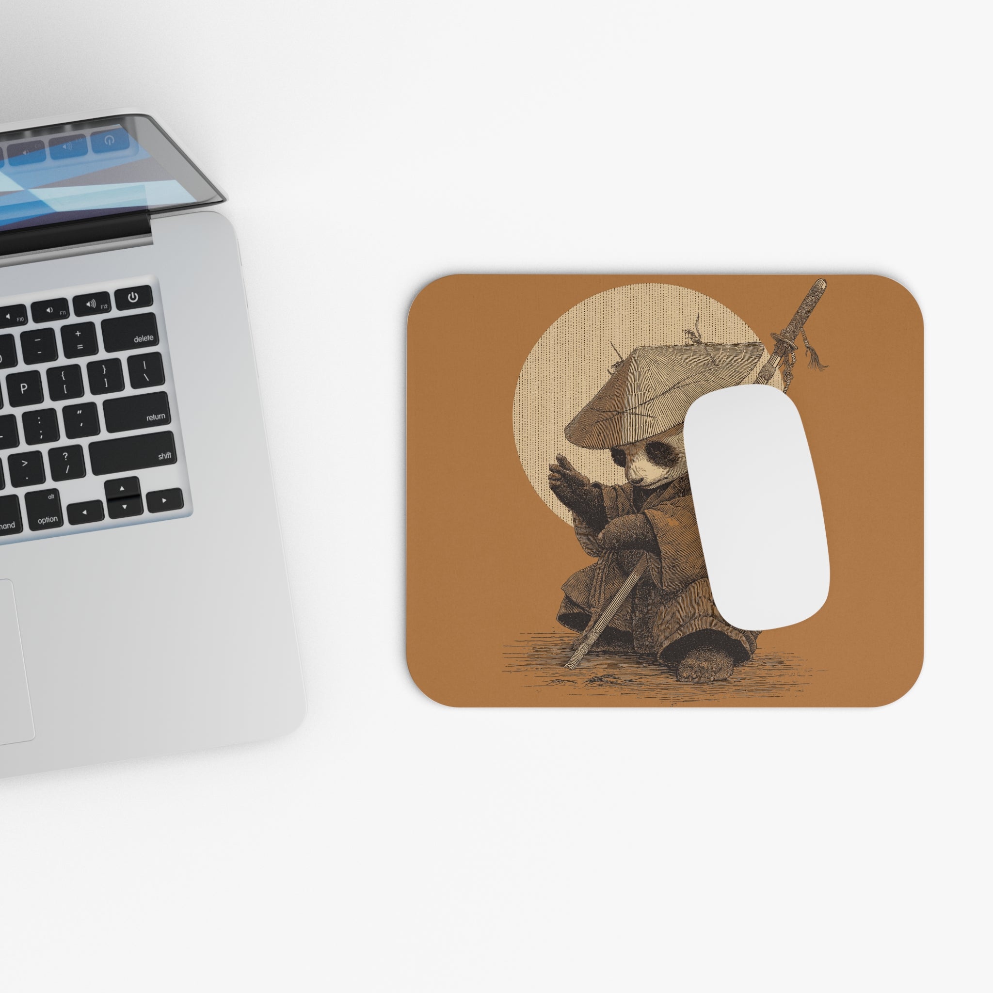 retro-vintage-ninja-panda-mouse-pad-japanese-samurai-panda-with-katana-design-ninja-warrior-brown-small-mouse-pad