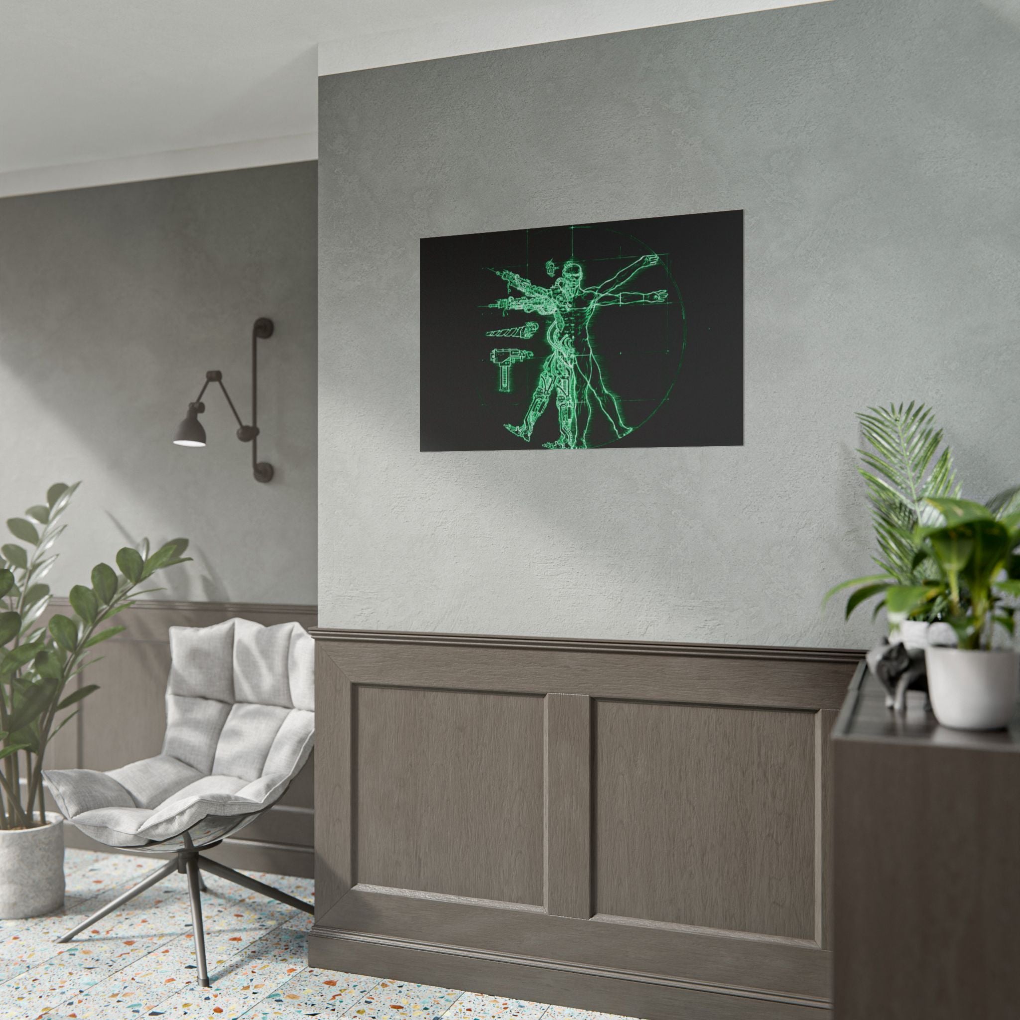 Warhammer 40K Vitruvian Man Poster Print — Rolled Wall Art for Gamers & Collectors, Space Marine Wall Art, Gaming Room Decor