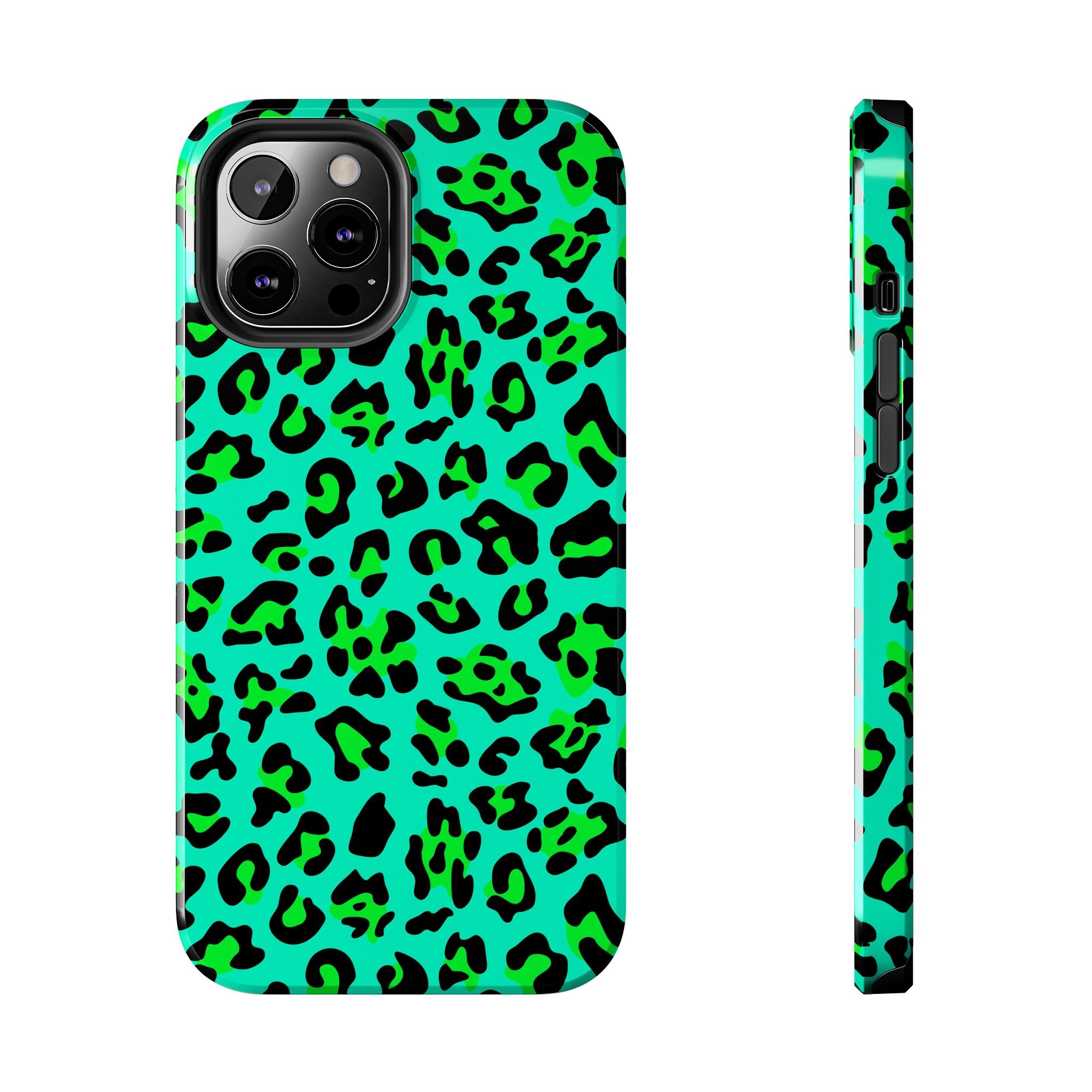 neon-green-teal-leopard-iphone-tough-case-stylish-phone-cover-protective-cellphone-case-trendy-smartphone-accessory-gift-for-
