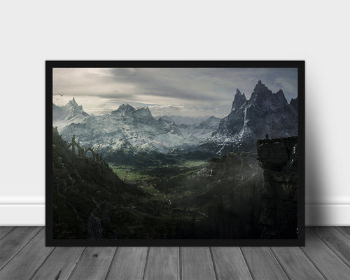 the-elder-scrolls-skyrim-poster-wall-art-scenery-dragon-and-viking-game-poster-print-room-decor-warrior-gaming