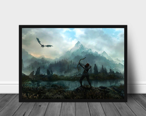 the-elder-scrolls-skyrim-aela-poster-wall-art-dragon-and-artcher-viking-game-poster-print-room-decor-warrior-g