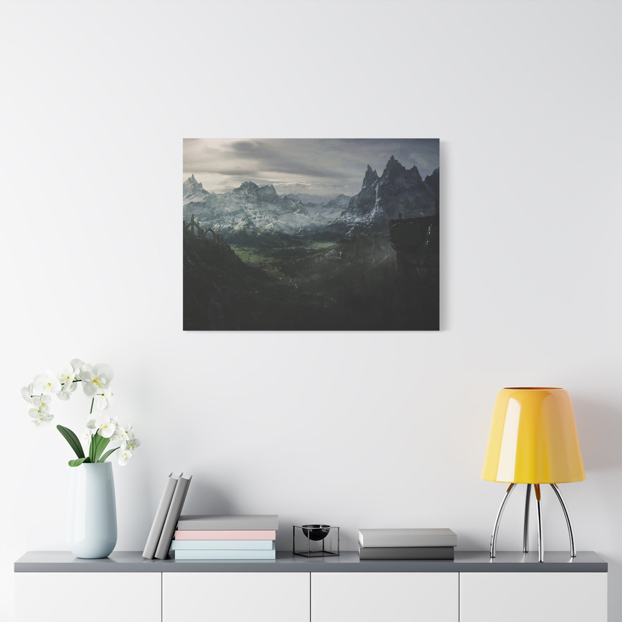 The Elder Scrolls Skyrim Canvas Wall Art - Dark Landscape Dragon Game Canvas Print Room Decor, Gaming Wall Art, Skyrim Gift