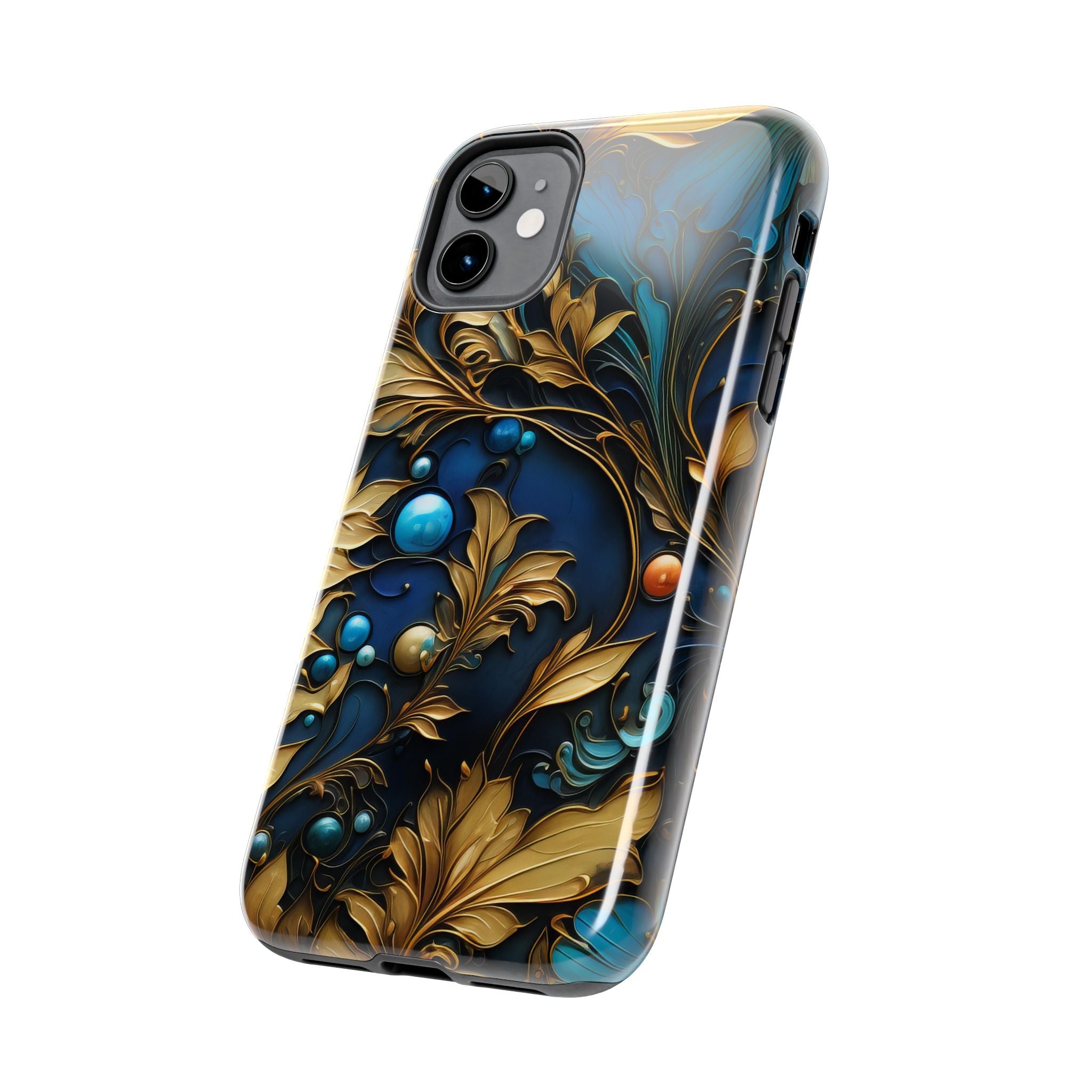 textured-art-nouveau-floral-tough-phone-case-cottagecore-iphone-case-unique-floral-phone-cover-vintage-style-iphone-case-prot