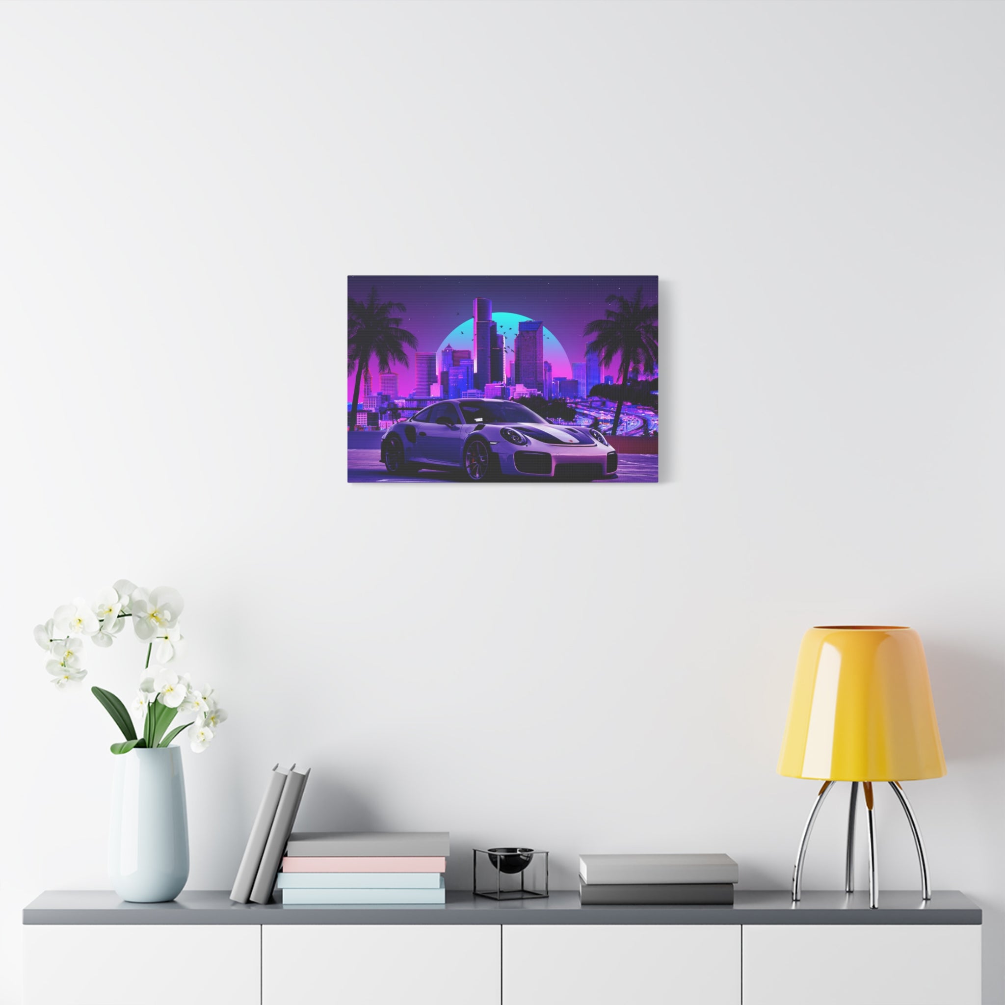 canvas-print-porsche-gt2-neon-retro-cityscape-cyberpunk-vaporwave-home-decor-wall-art-stretched-matte-canvas-canvas-wall-art