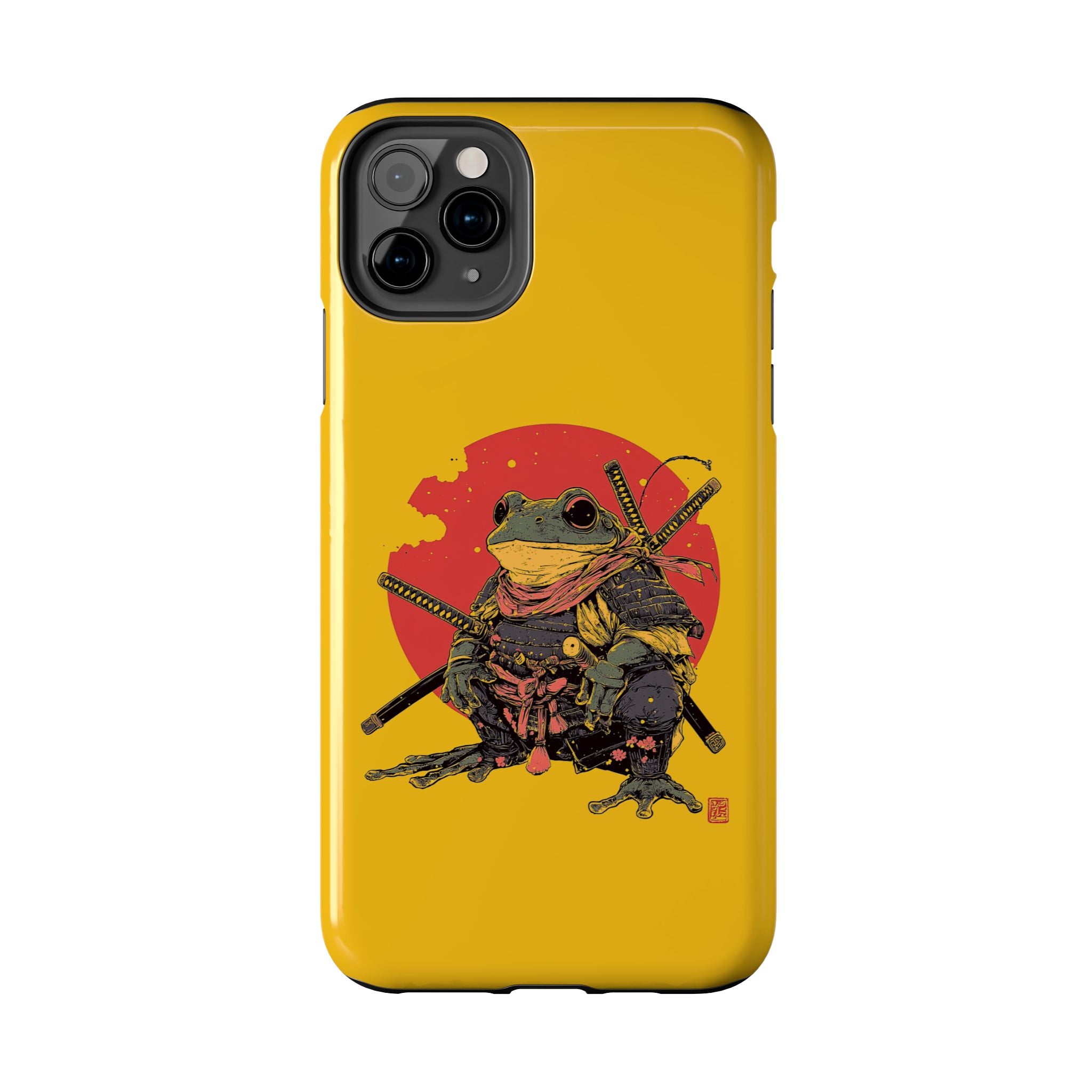 retro-vintage-ninja-frog-iphone-tough-case-red-sun-japanese-samurai-frog-design-ninja-warrior-yellow-iphone-hard-cover