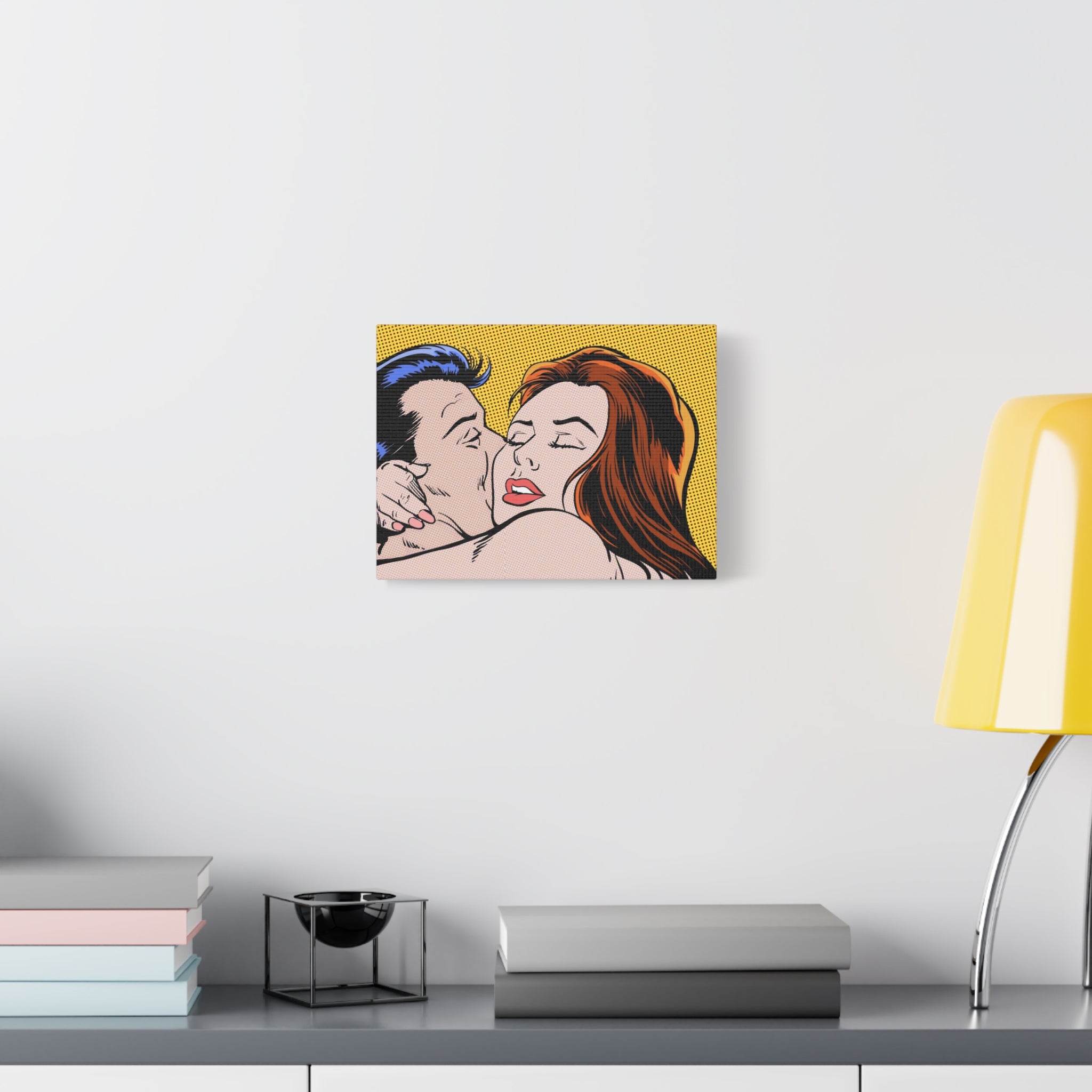 pop-art-canvas-print-retro-wall-art-stretched-matte-canvas-kiss-love-home-decor-wall-decor-poster-decorative-art-gift