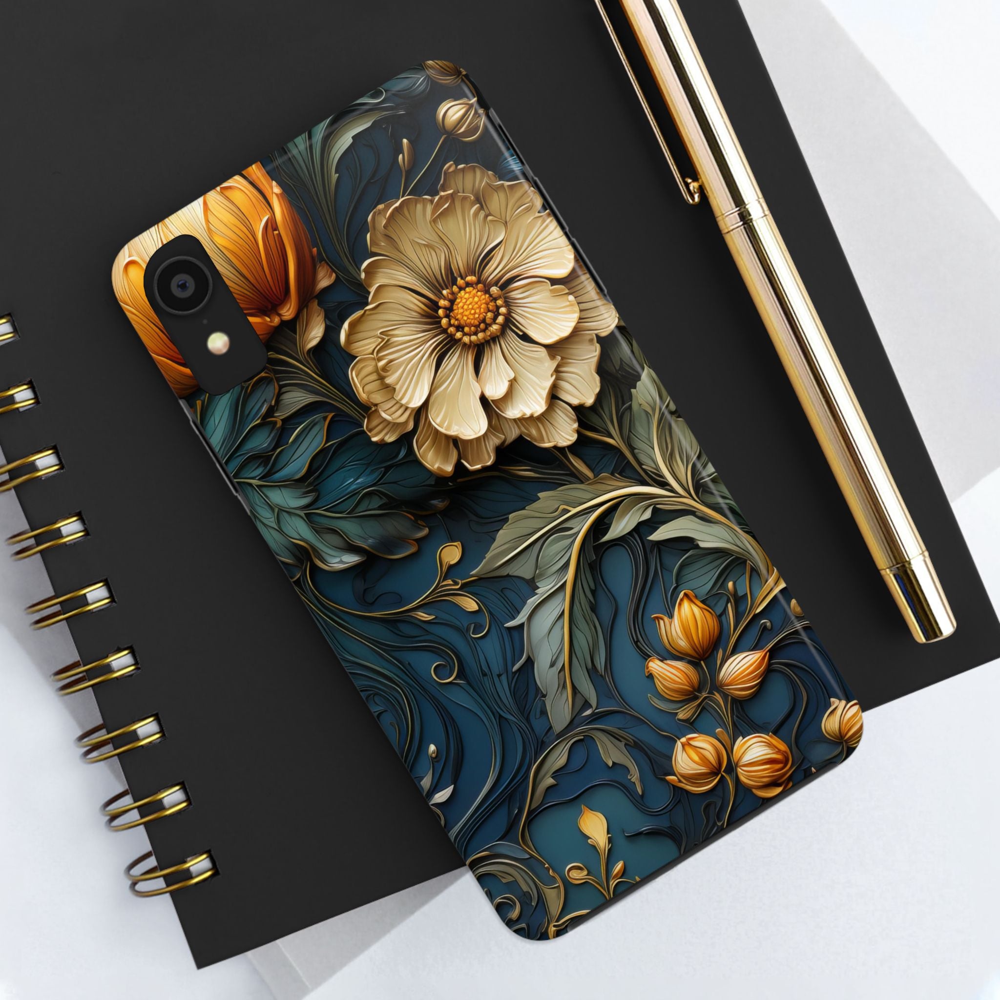 textured-art-nouveau-floral-tough-phone-case-cottagecore-iphone-case-unique-floral-phone-cover-vintage-style-iphone-case-prot