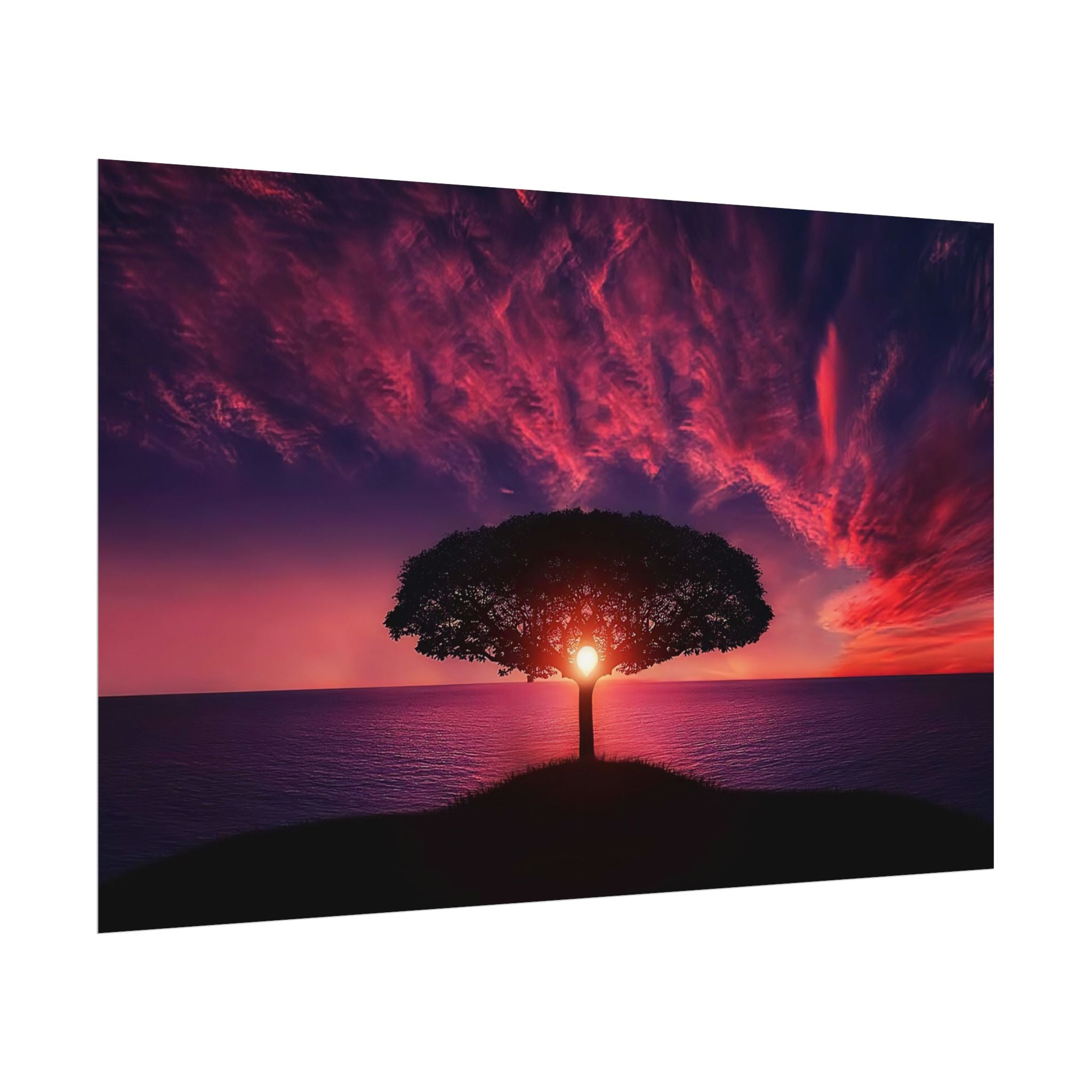 Panoramic Sunset Poster Print, Tree Wall Art, Scenery Decor, Exra Large Wall Art, Canvas Art Print, Landscape, Nature Wall Decor