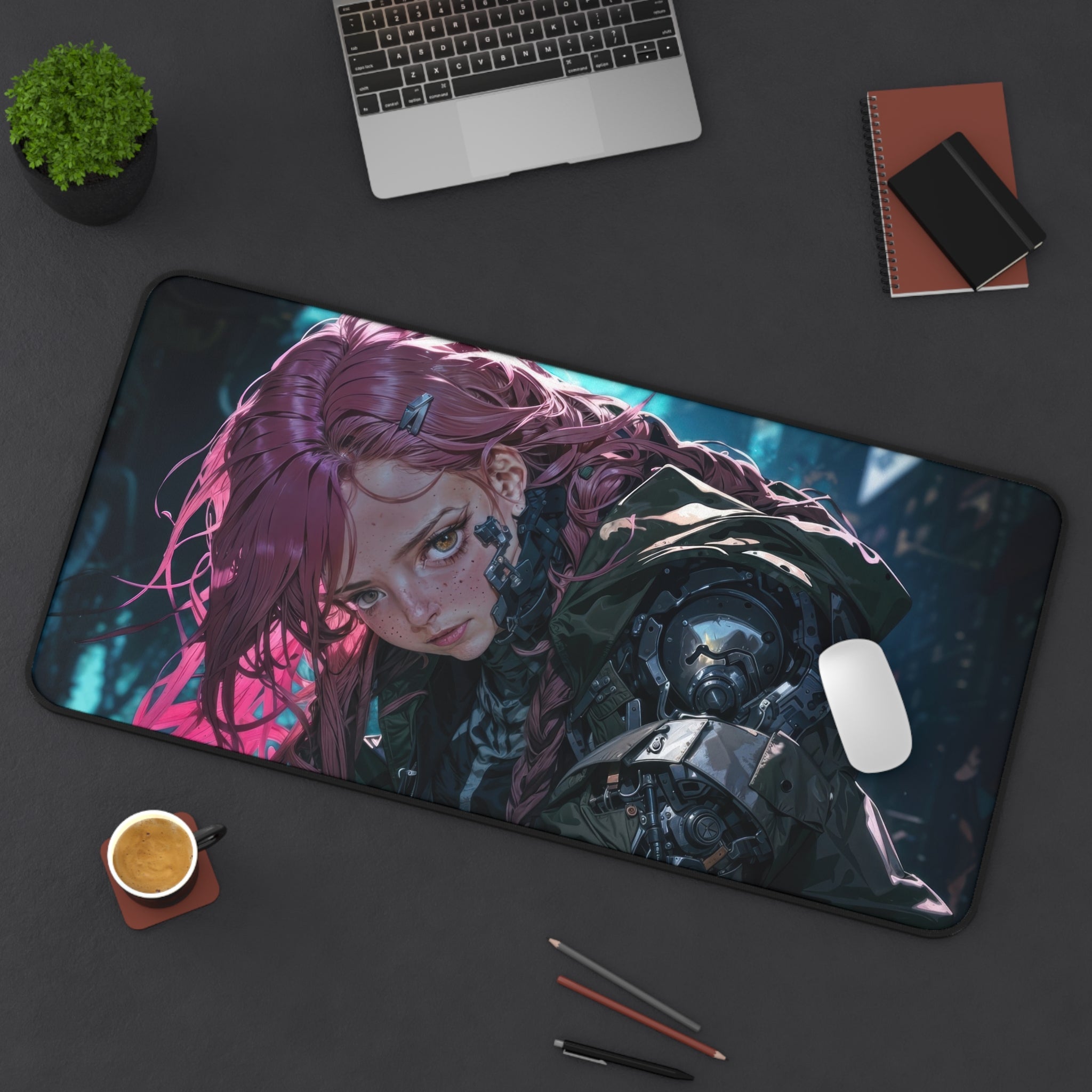 cyberpunk-girl-with-pink-hair-mouse-pad-large-gaming-desk-mat-fantasy-protective-desk-pad-cyber-desk-accessory
