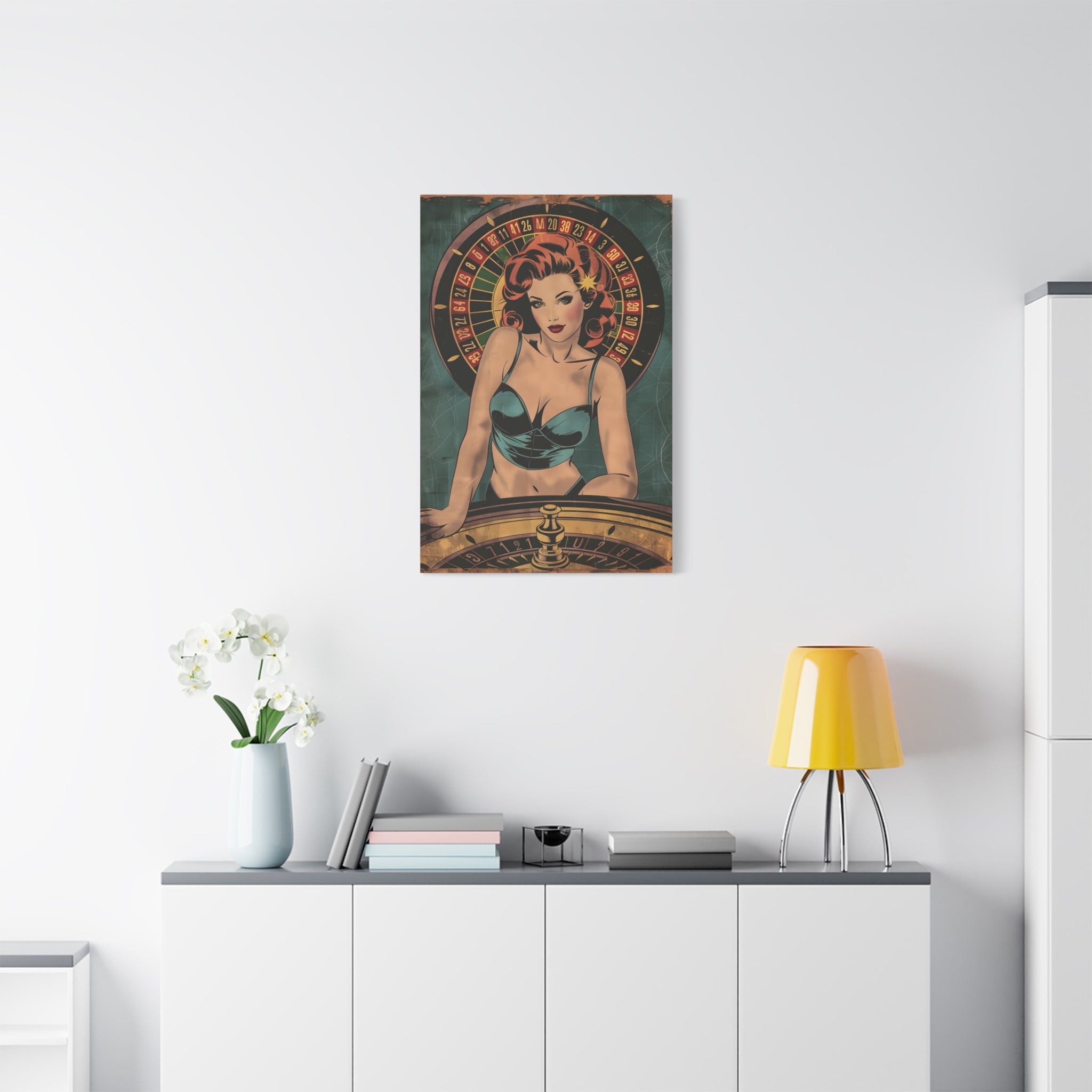 vintage-pin-up-girl-canvas-print-roulette-canvas-wall-art-retro-pinup-poster-pin-up-illustration-home-decor-wall-hanging