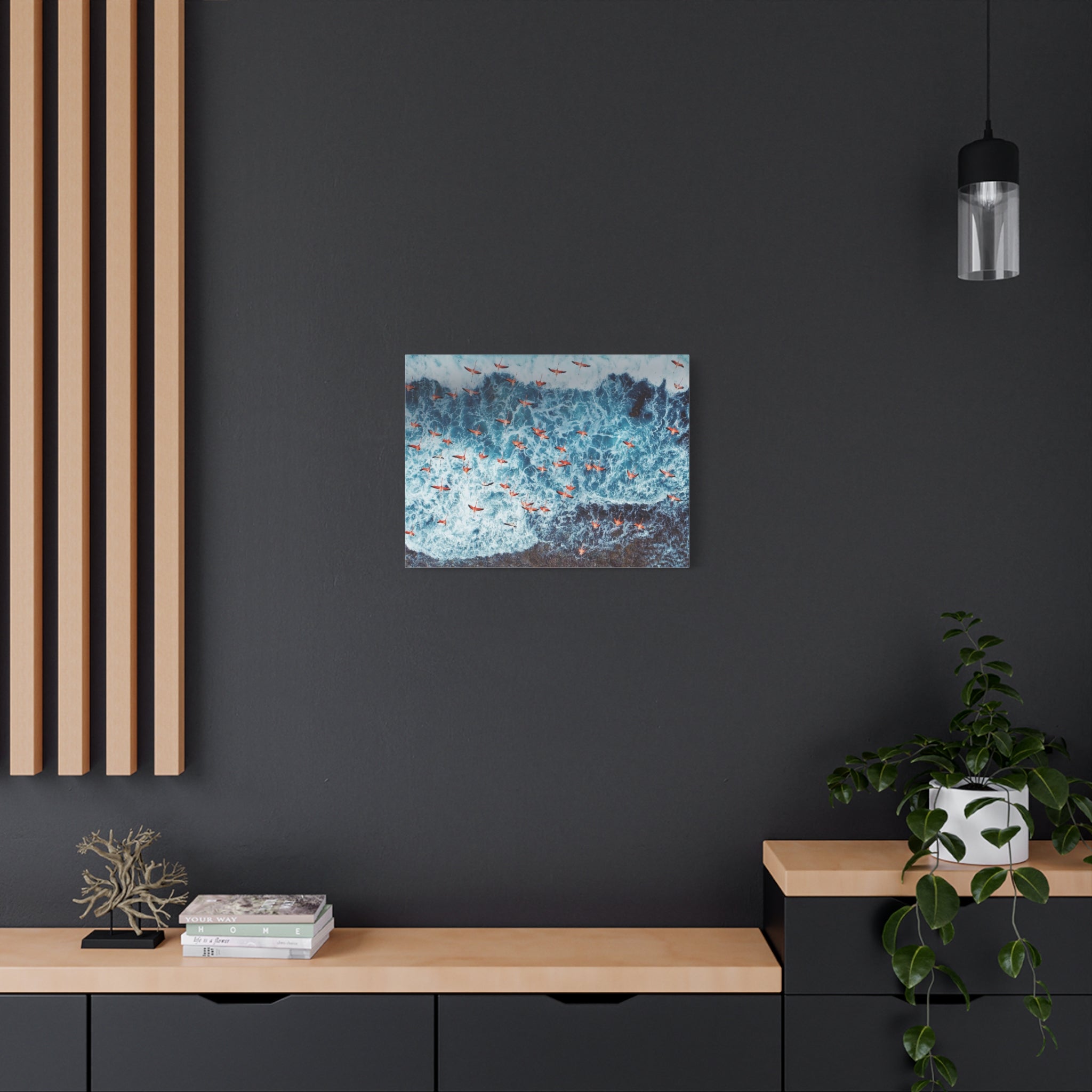 pink-flamingo-birds-canvas-wall-art-ocean-landscape-print-matte-stretched-home-decor-tropical-beach-painting-animal-wall-deco