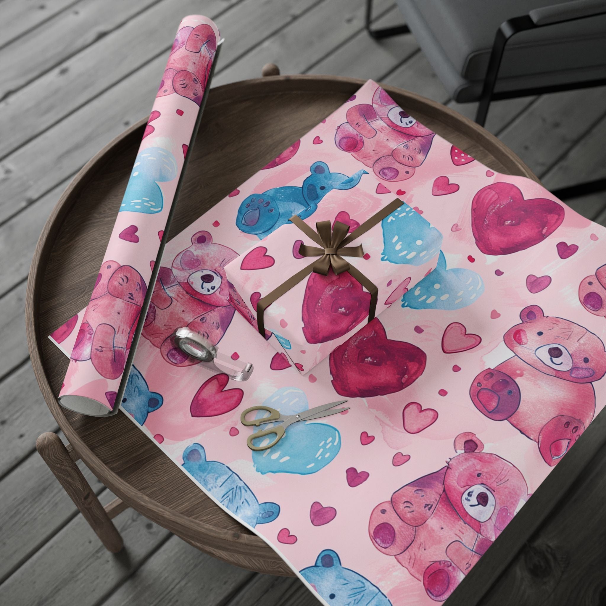 gift-wrap-teddy-bear-wrapping-paper-love-valentines-gift-wrap-holiday-gift-wrap-cute-pink-wrapping-paper-gift-wrapping-presen