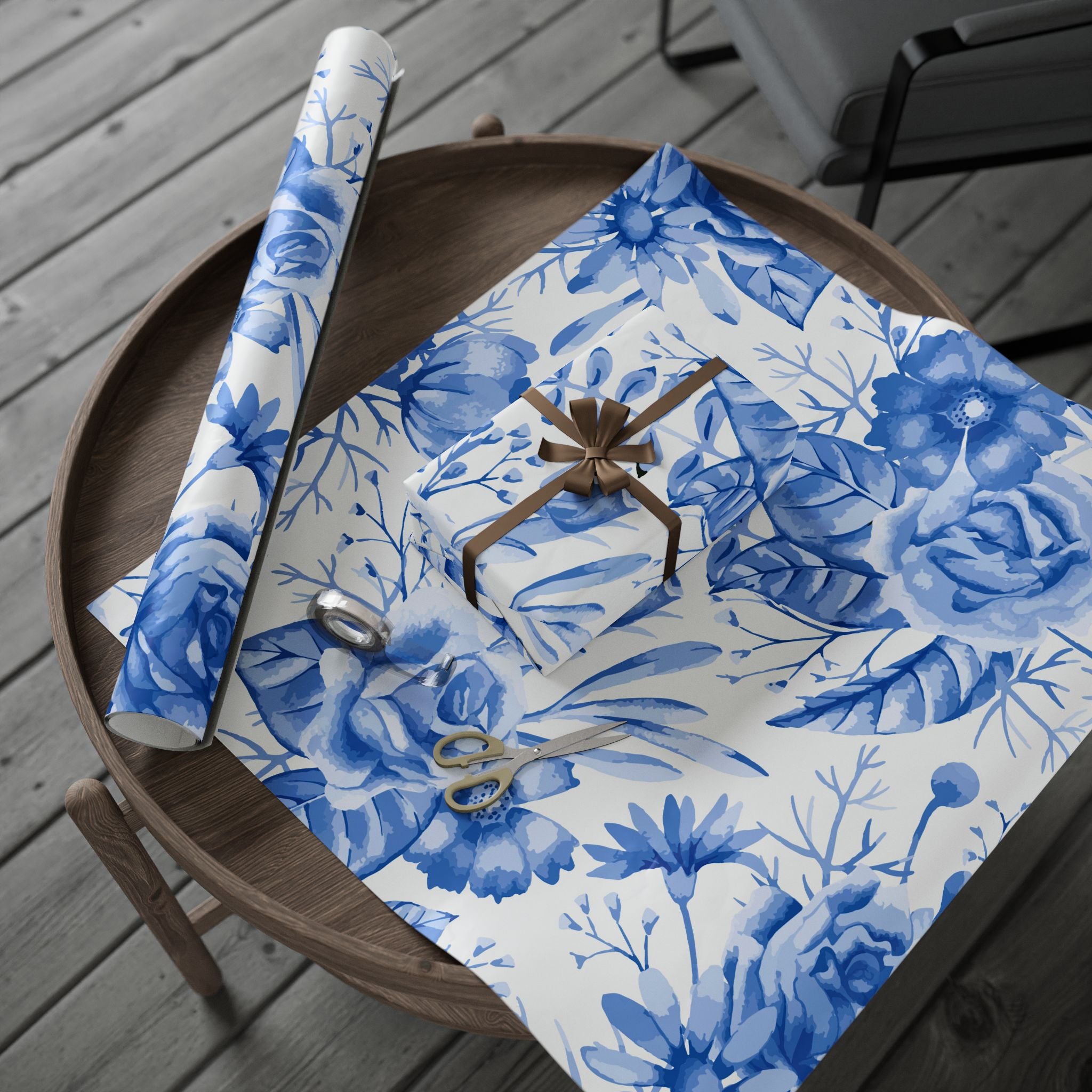 blue-floral-watercolor-pattern-gift-wrapping-30-72-wrapping-papers-art-craft-supplies-packaging-holiday-gift-wrap-decorative-