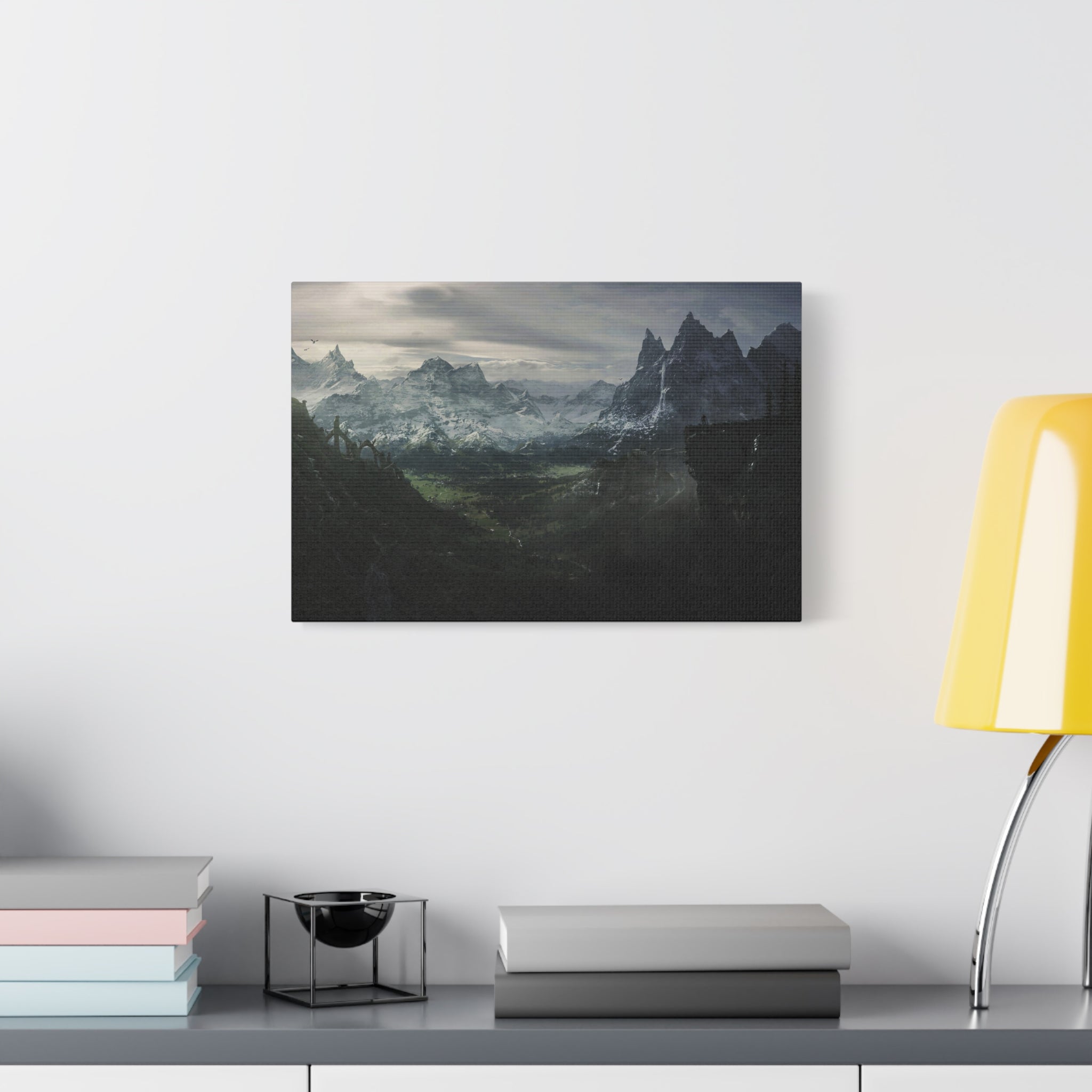 The Elder Scrolls Skyrim Canvas Wall Art - Dark Landscape Dragon Game Canvas Print Room Decor, Gaming Wall Art, Skyrim Gift