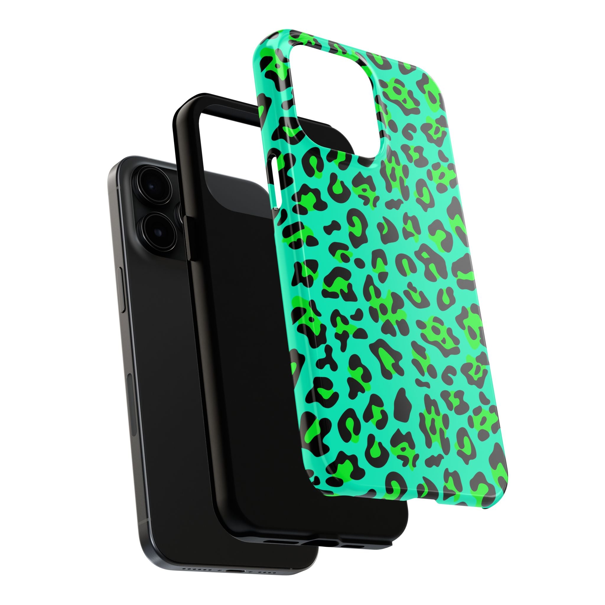 neon-green-teal-leopard-iphone-tough-case-stylish-phone-cover-protective-cellphone-case-trendy-smartphone-accessory-gift-for-