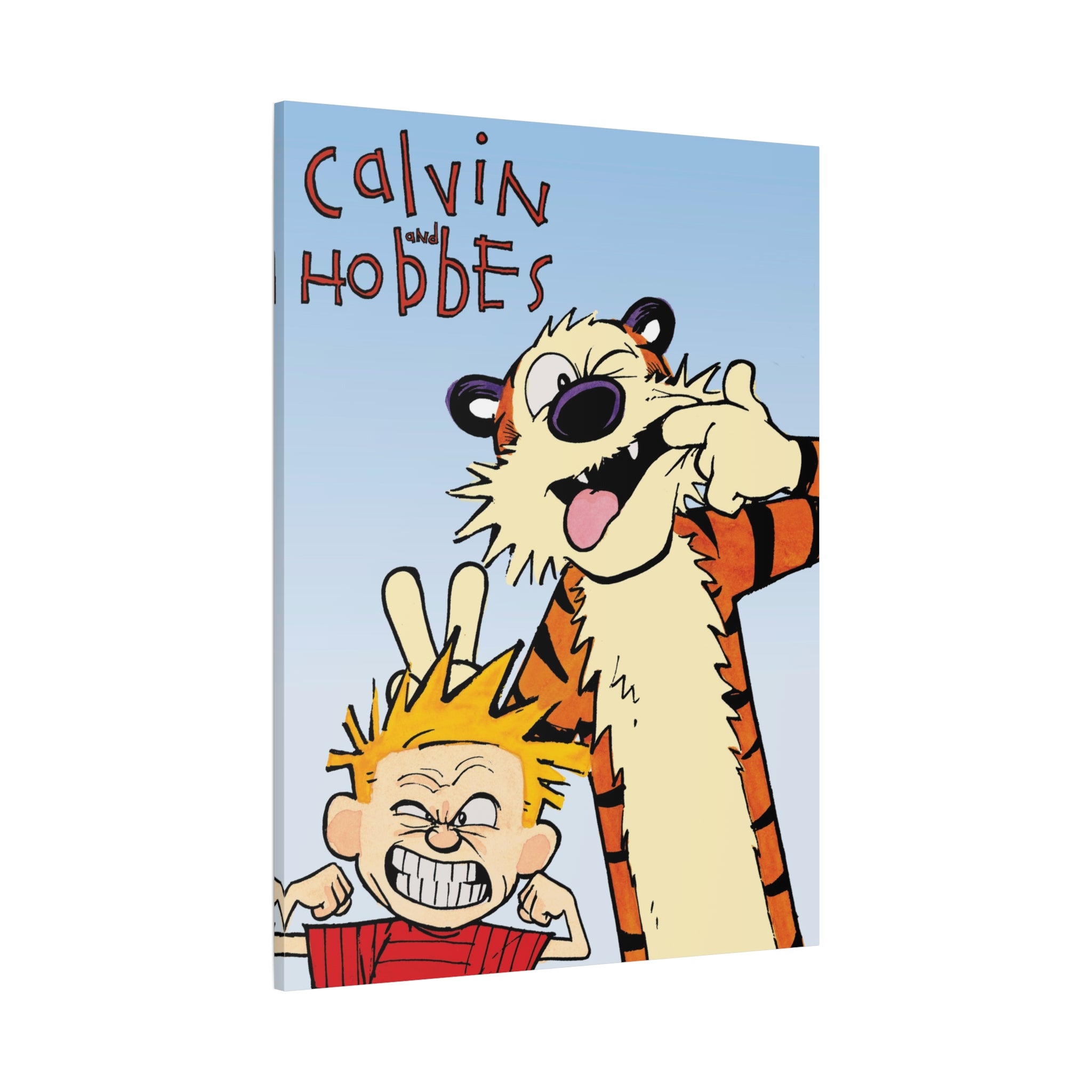 Calvin and Hobbes Canvas Wall Art - Nostalgic Vertical Comic Strip Canvas for Kids Room & Nursery Decor - Friendship Adventure Theme Print