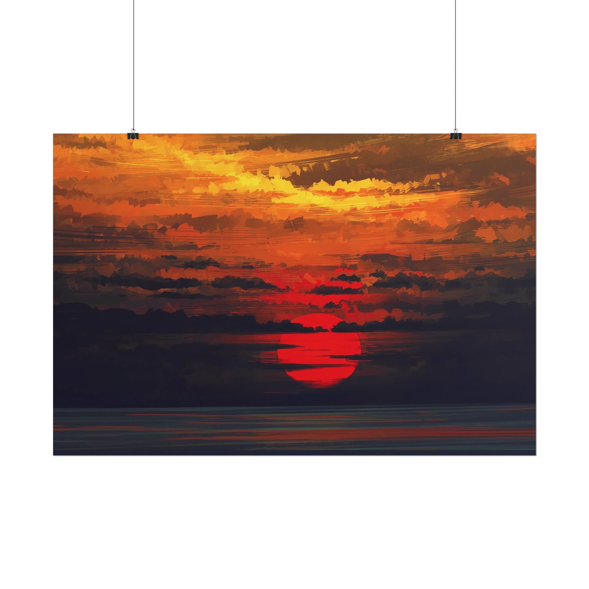 red-sunset-landscape-poster-print-cozy-home-decor-living-room-decor-farm-house-wall-decor-house-warming-gift