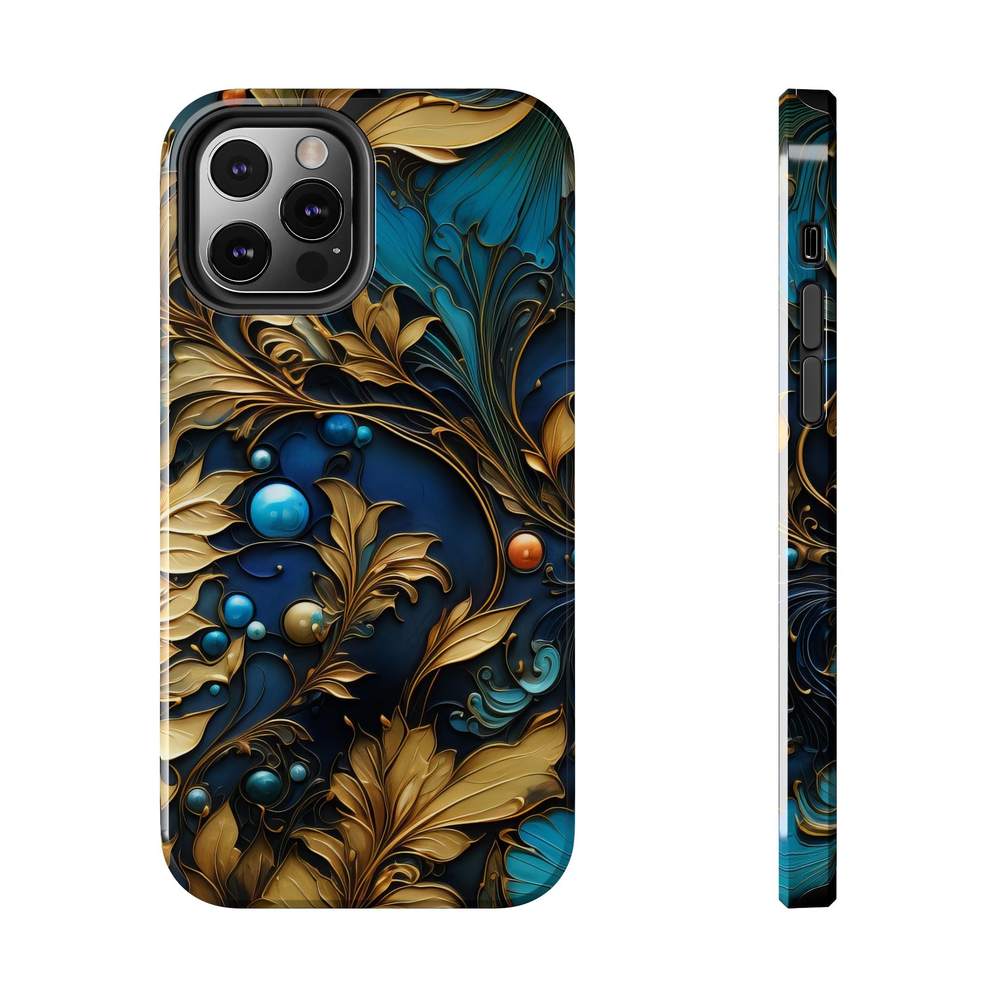 textured-art-nouveau-floral-tough-phone-case-cottagecore-iphone-case-unique-floral-phone-cover-vintage-style-iphone-case-prot