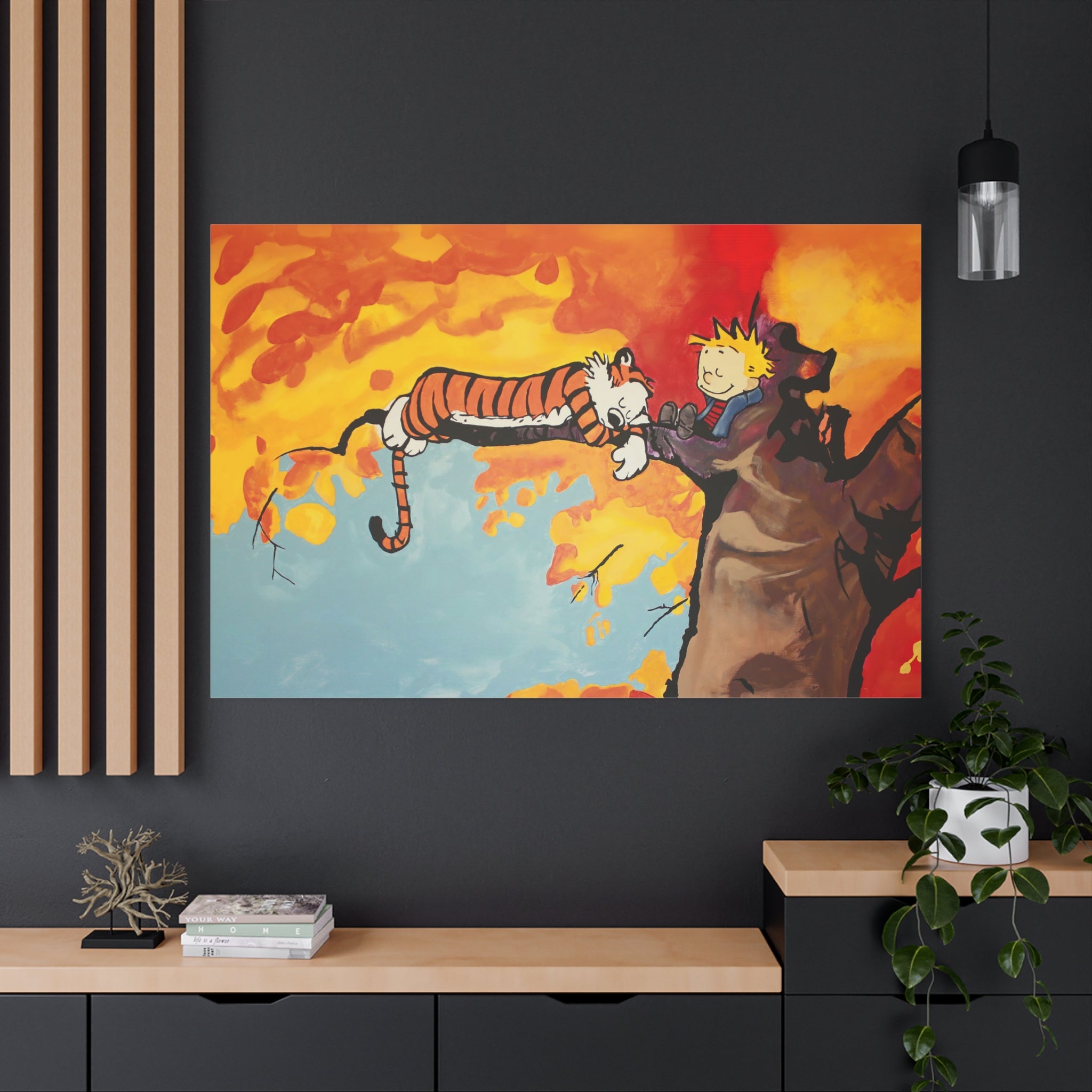 Calvin and Hobbes Canvas Wall Art - Nostalgic Comic Strip Poster for Nursery & Kids Room Decor - Friendship Theme Gift Idea