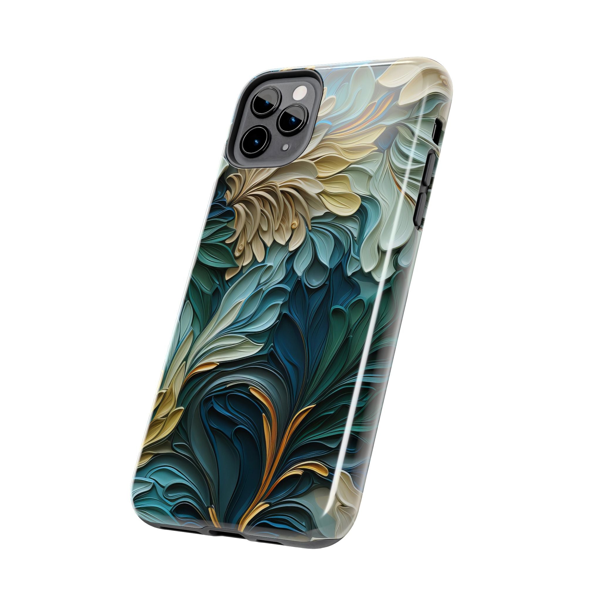 textured-art-nouveau-floral-tough-phone-case-cottagecore-iphone-case-unique-floral-phone-cover-vintage-style-iphone-case-prot
