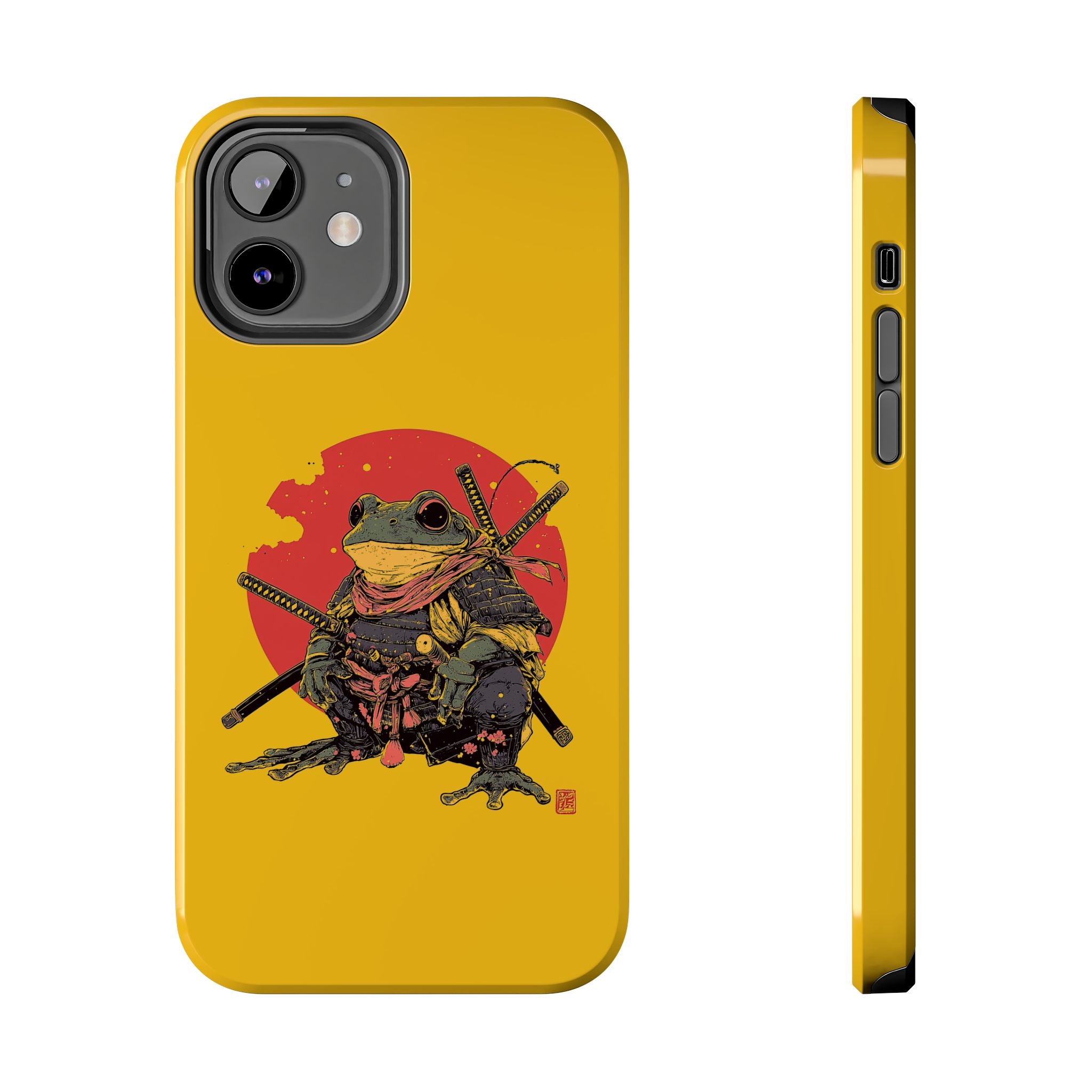 retro-vintage-ninja-frog-iphone-tough-case-red-sun-japanese-samurai-frog-design-ninja-warrior-yellow-iphone-hard-cover