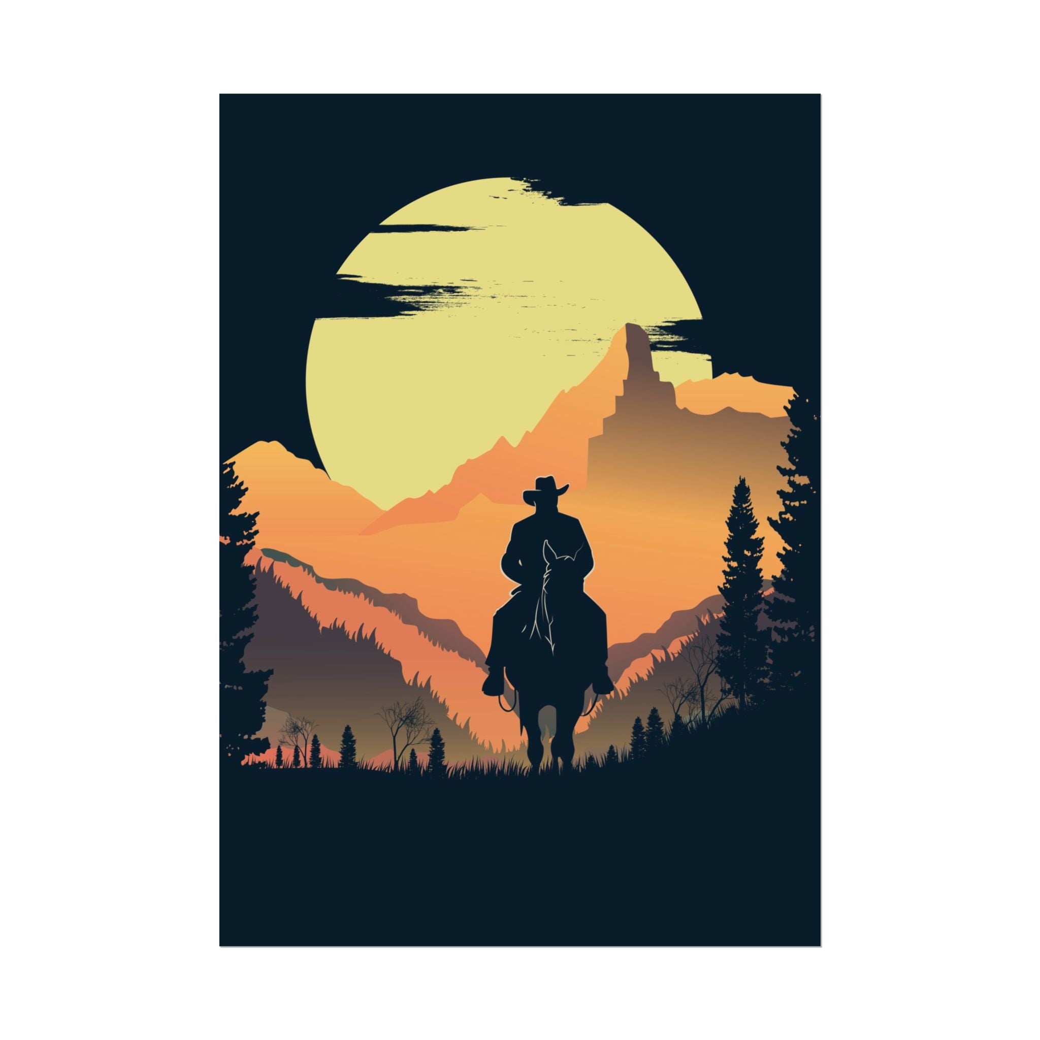 cowboy-western-poster-wall-decor-poster-print-rustic-southwestern-home-decoration-texas-desert-landscape-farmhouse-decor