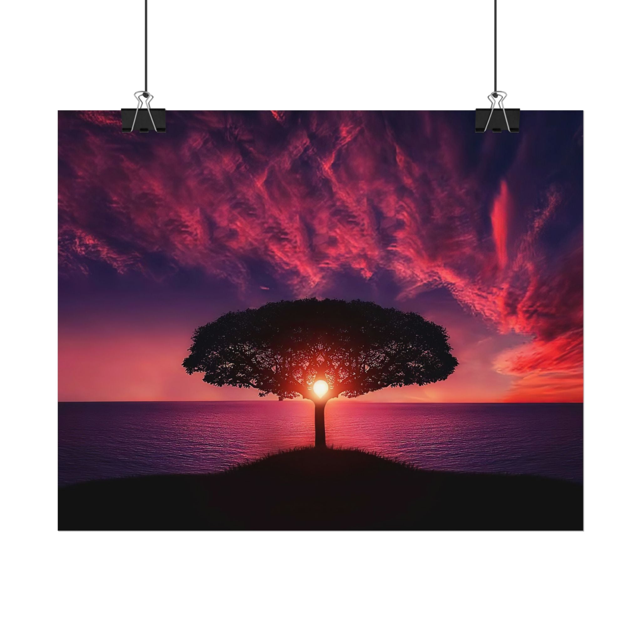 Panoramic Sunset Poster Print, Tree Wall Art, Scenery Decor, Exra Large Wall Art, Canvas Art Print, Landscape, Nature Wall Decor