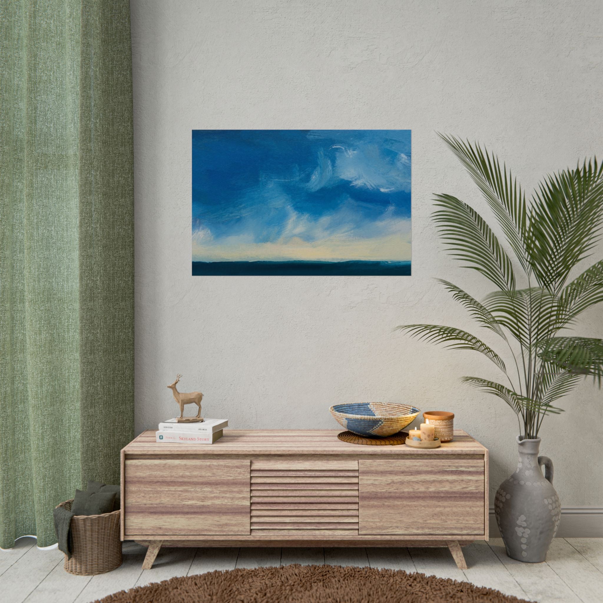 Blue Abstract Poster Print - Ocean and Sky, Home Decor, Office Wall Art, Gift for Art Lovers, Blue Room Decor, Abstract