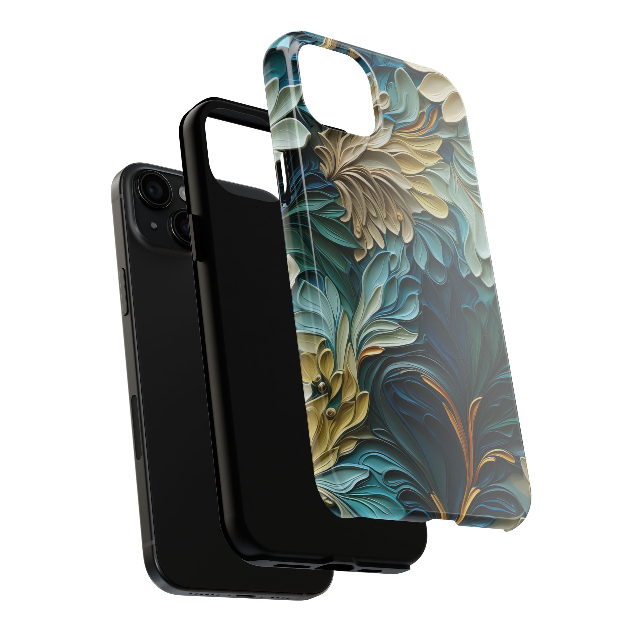 textured-art-nouveau-floral-tough-phone-case-cottagecore-iphone-case-unique-floral-phone-cover-vintage-style-iphone-case-prot