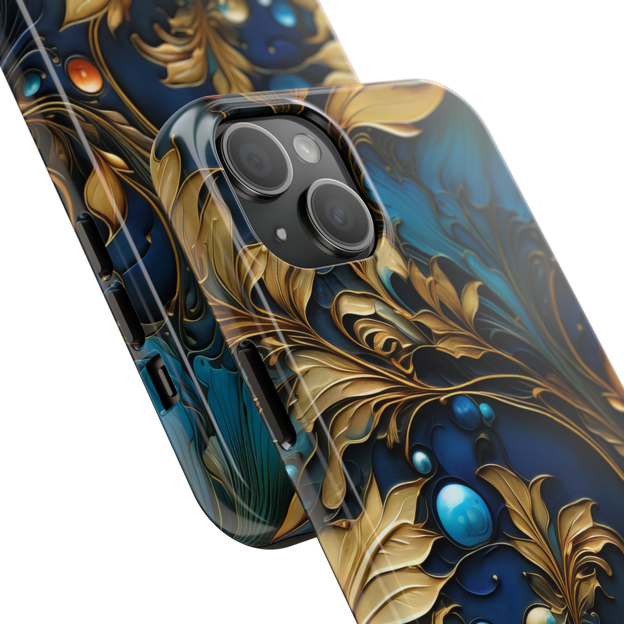 textured-art-nouveau-floral-tough-phone-case-cottagecore-iphone-case-unique-floral-phone-cover-vintage-style-iphone-case-prot