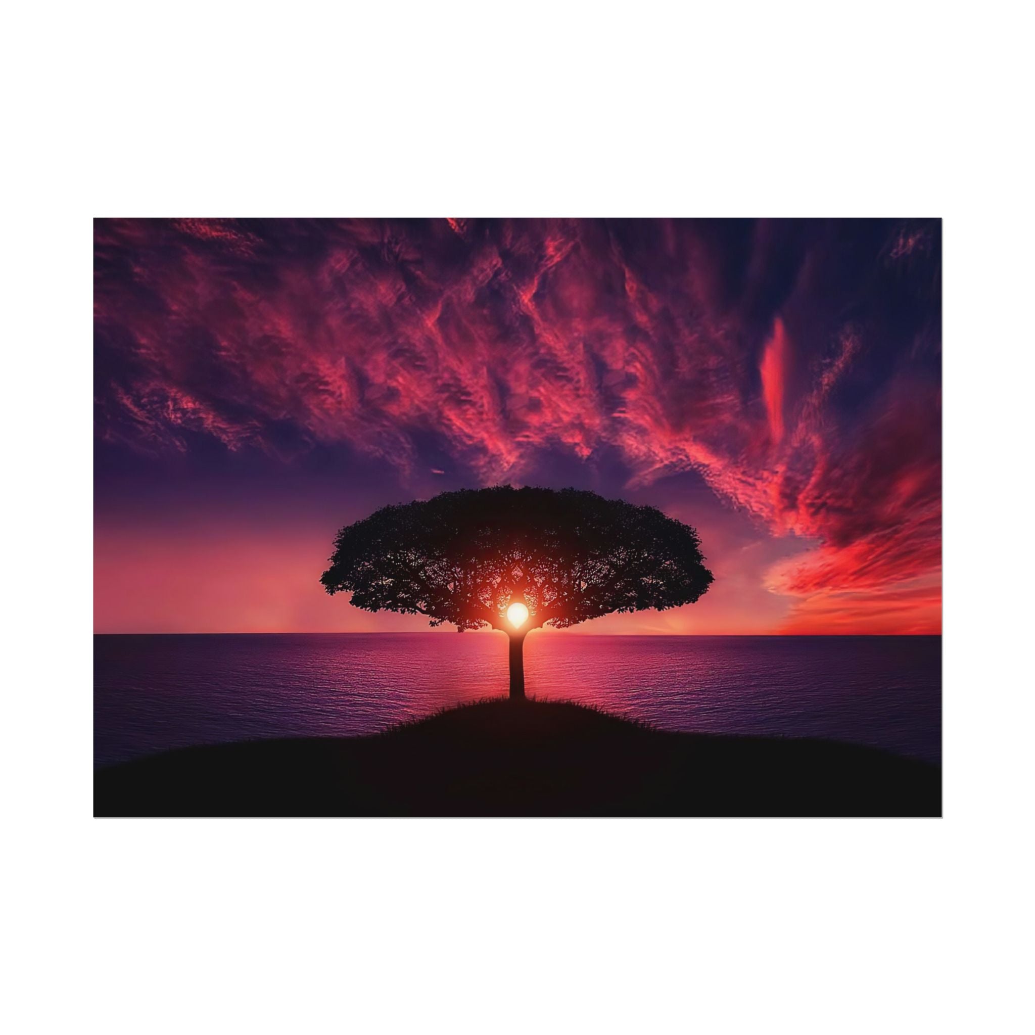 Panoramic Sunset Poster Print, Tree Wall Art, Scenery Decor, Exra Large Wall Art, Canvas Art Print, Landscape, Nature Wall Decor