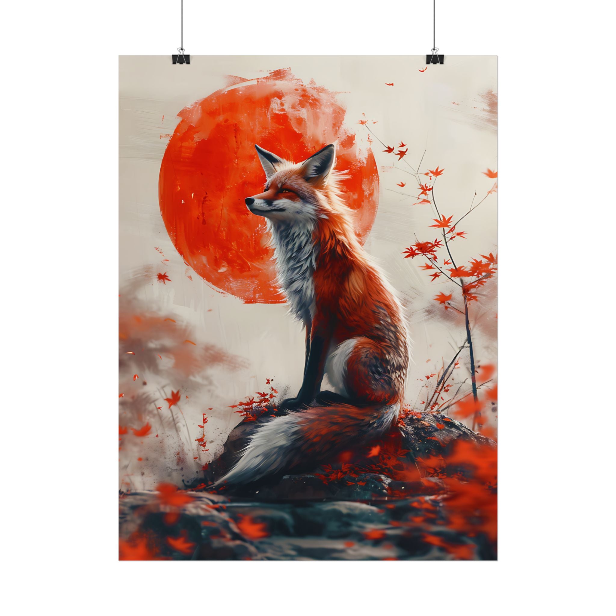 red-fox-poster-print-fantasy-decor-wildlife-wall-art-red-sun-home-decor-animal-lover-gift-nature-print-fantasy-art-decor