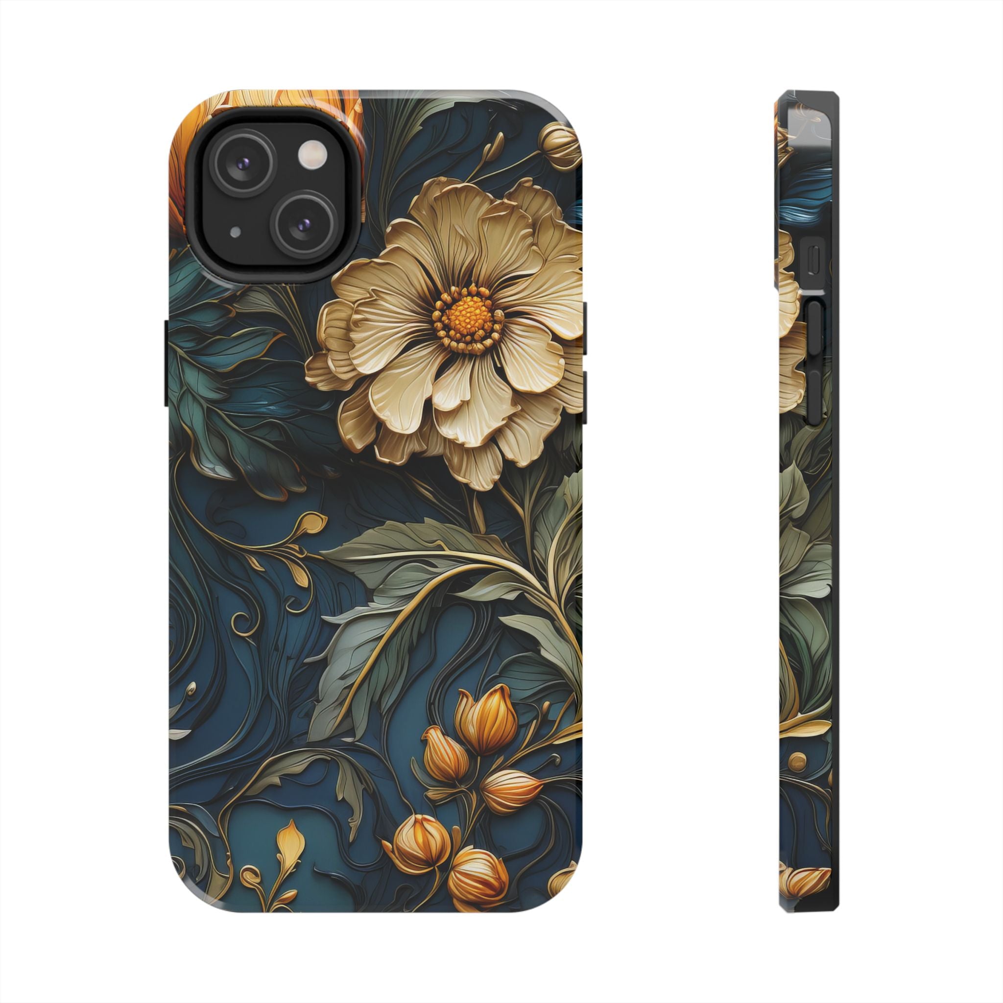 textured-art-nouveau-floral-tough-phone-case-cottagecore-iphone-case-unique-floral-phone-cover-vintage-style-iphone-case-prot