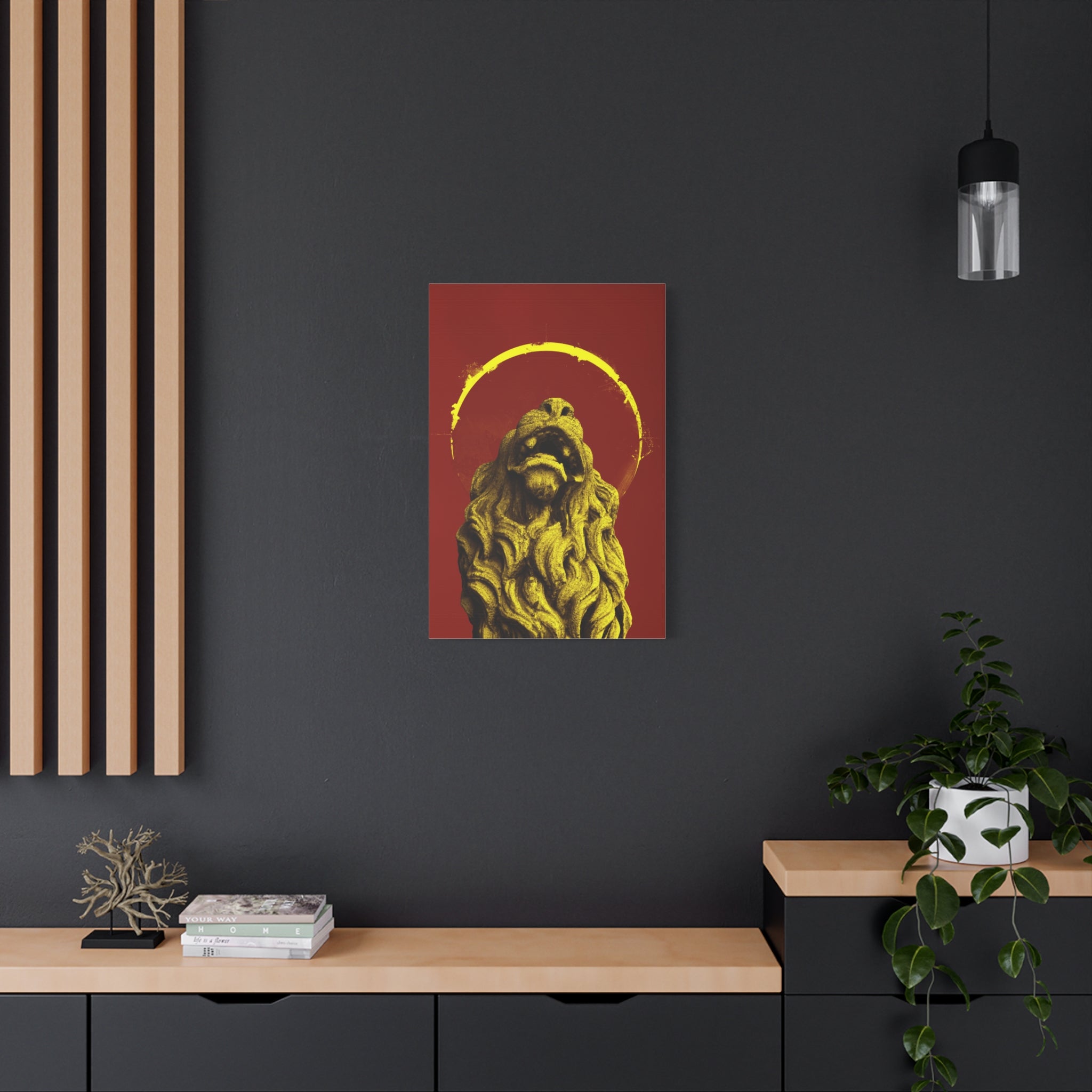 canvas-print-golden-lion-art-red-sun-aesthetic-minimalist-wall-decor-home-art-animal-artwork-boho-decor-modern-art-print