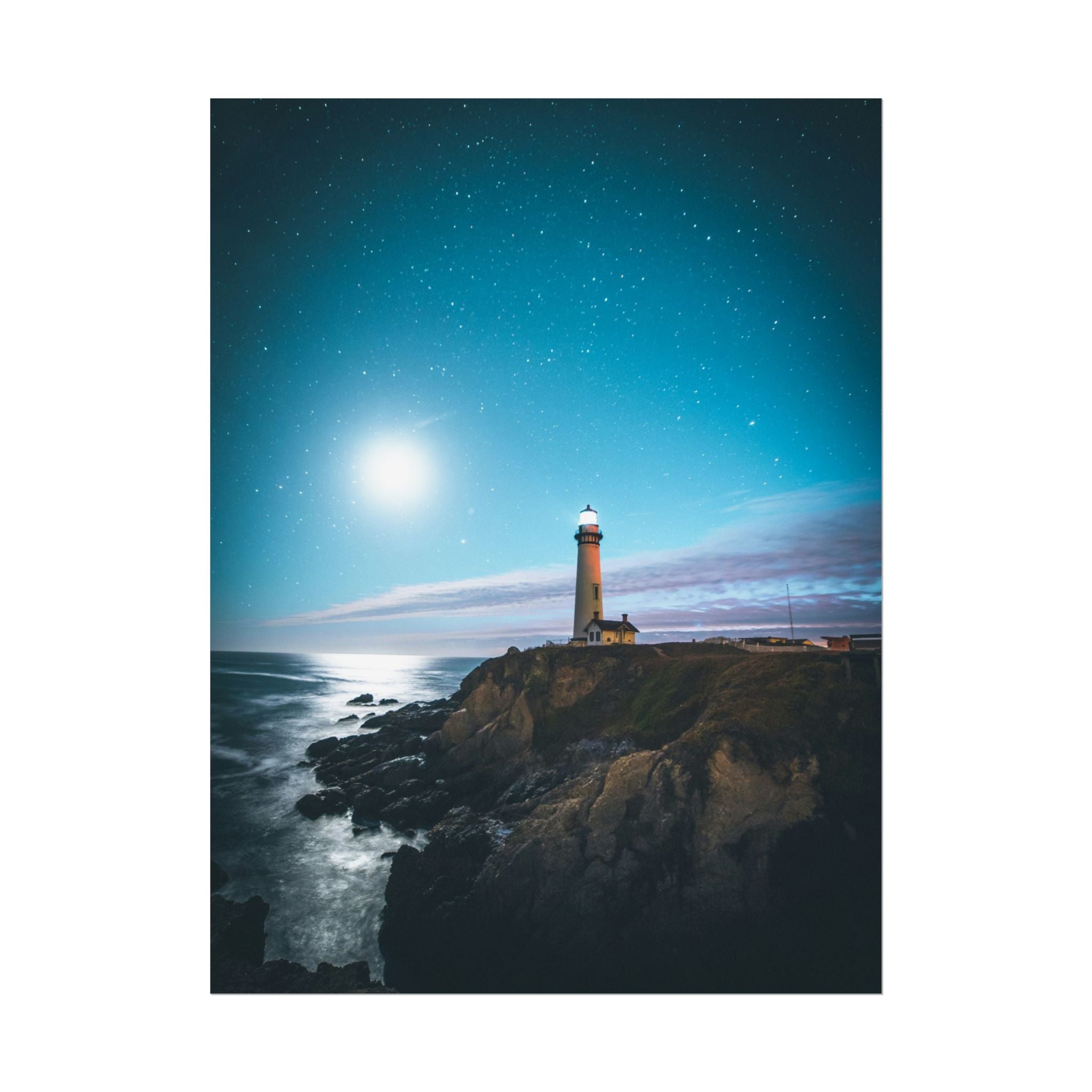 lighthouse-on-rock-poster-print-coastal-wall-art-nautical-wall-decor-beach-house-decoration-seaside-wall-ocean-wall-art