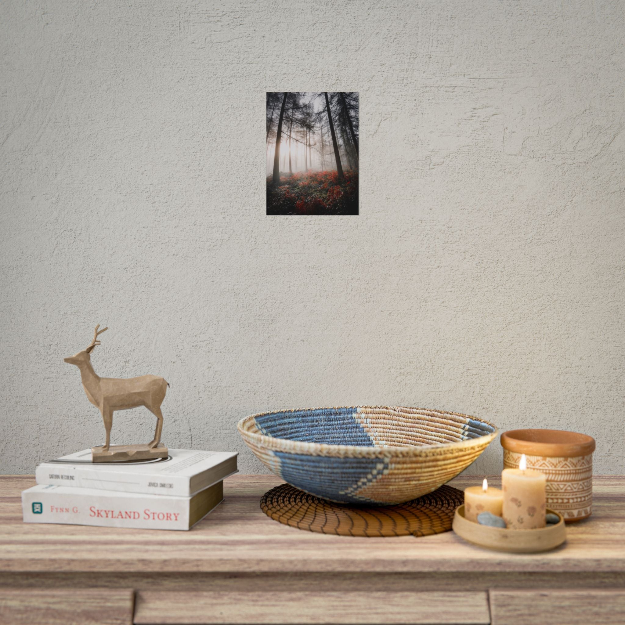 poster-print-misty-woods-art-living-room-wall-decor-sunlight-forest-landscape-aesthetic-nature-art-nature-artwork-poster-gift