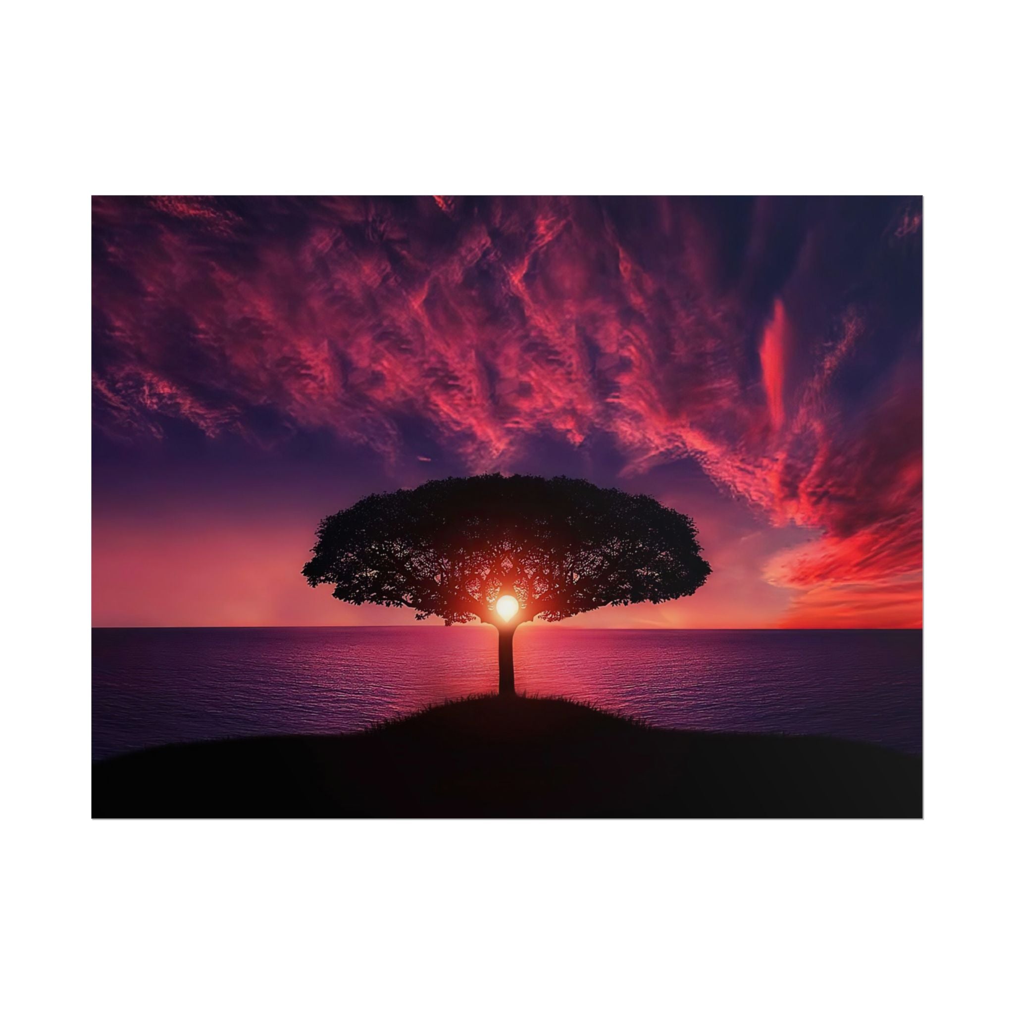 Panoramic Sunset Poster Print, Tree Wall Art, Scenery Decor, Exra Large Wall Art, Canvas Art Print, Landscape, Nature Wall Decor