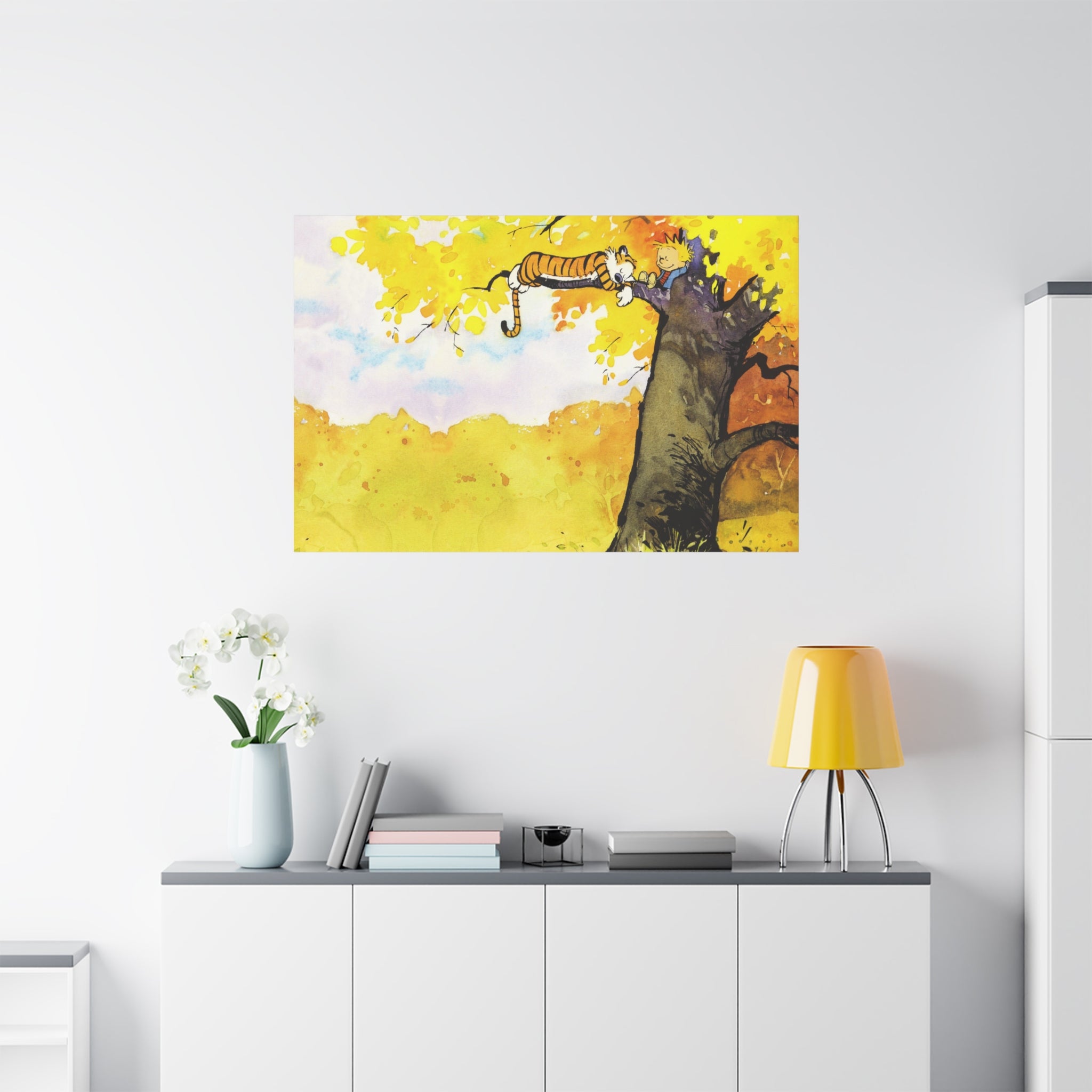 Calvin and Hobbes Canvas Wall Art - Nostalgic Comic Strip Canvas for Kids Room & Nursery Decor - Friendship Adventure Theme Print