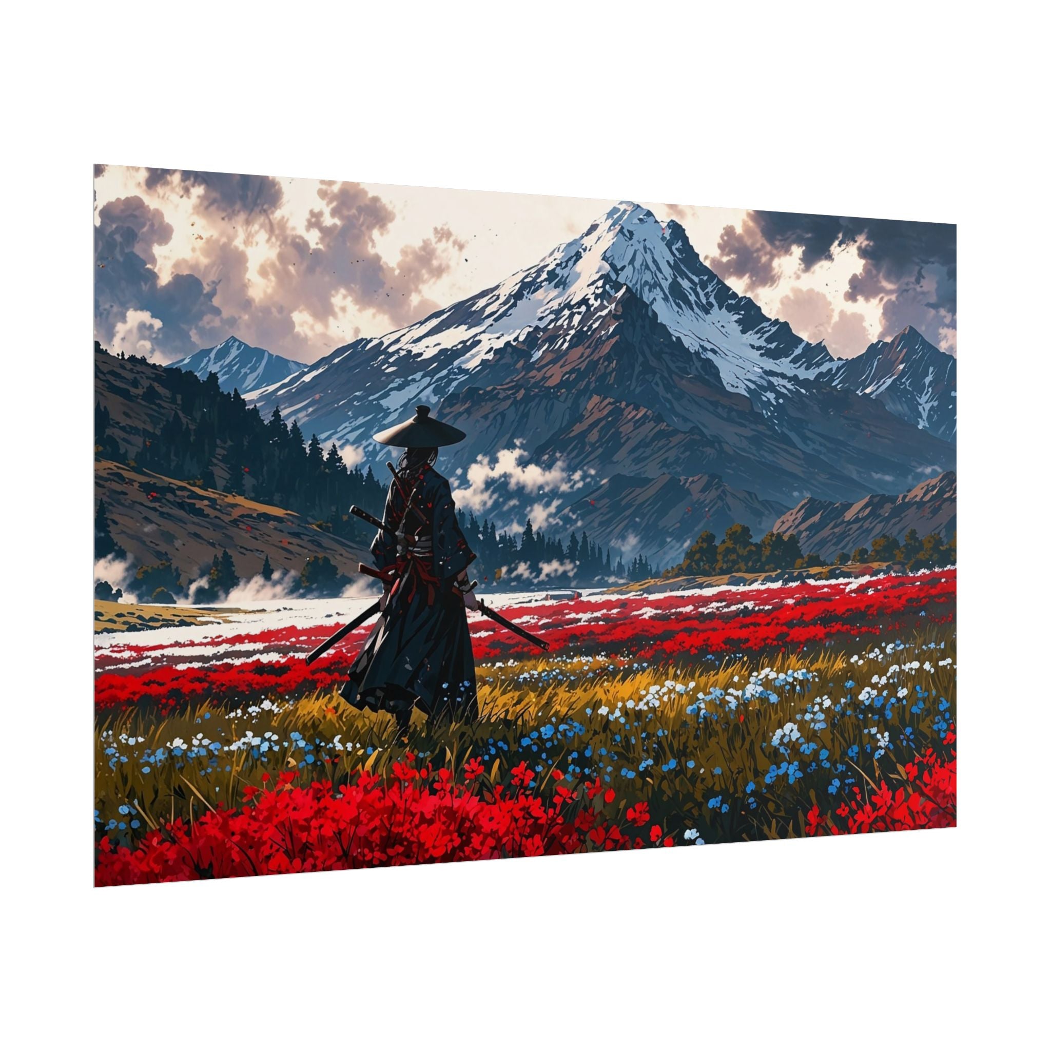 Samurai Canvas Print - Katana Japanese Artwork, Asian Decor, Samurai Warrior Poster, Anime Poster