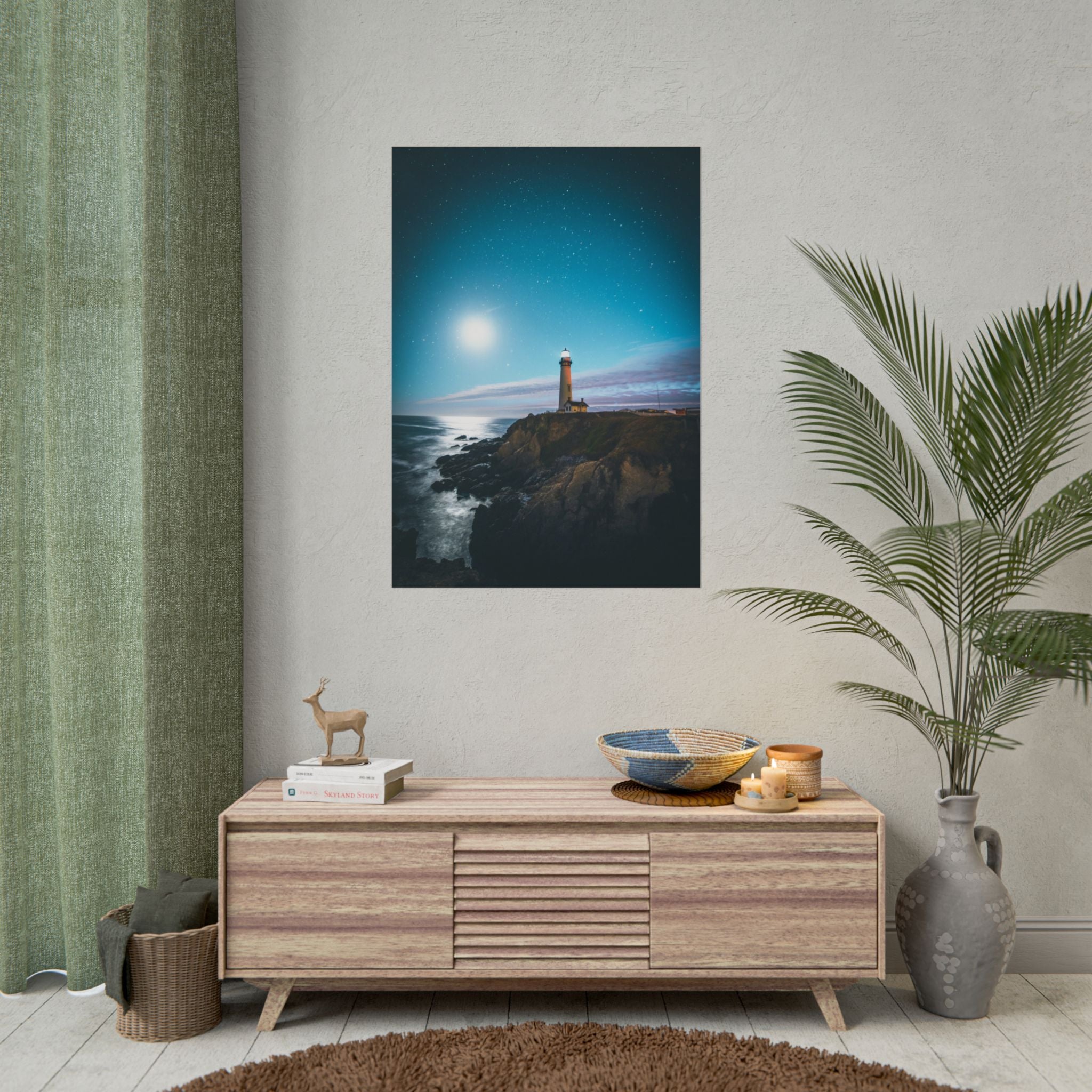 lighthouse-on-rock-poster-print-coastal-wall-art-nautical-wall-decor-beach-house-decoration-seaside-wall-ocean-wall-art