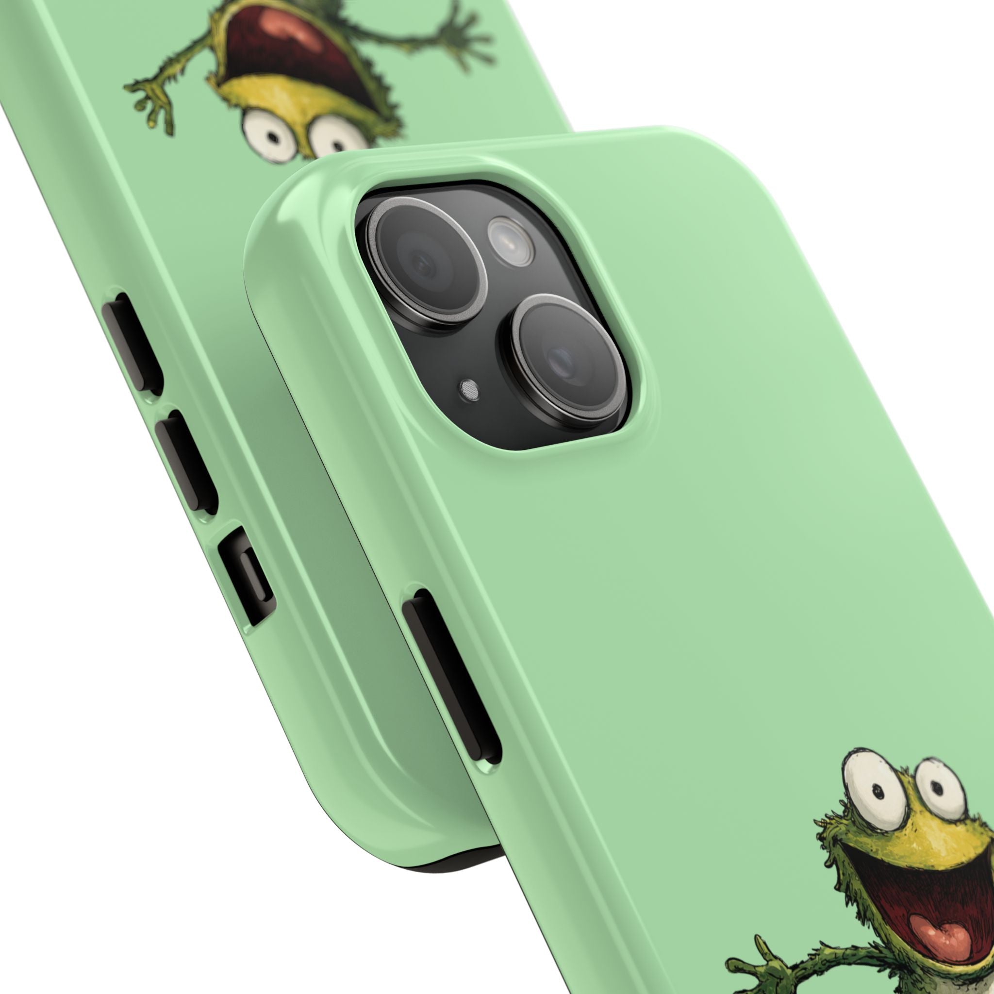 Quirky Funny Frog iPhone Tough Case - Kawaii Animal Phone Cover - Frog Protective Phone Cover - Green iPhone Case