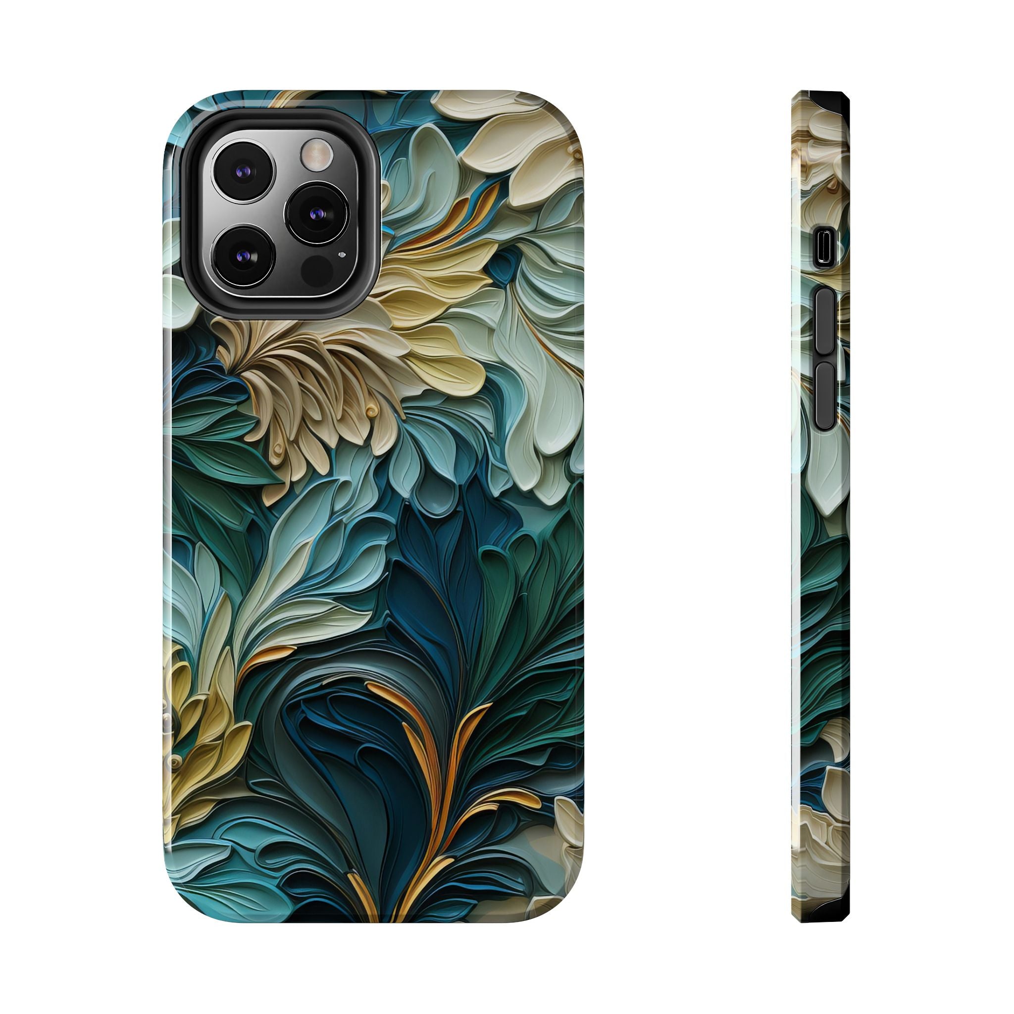 textured-art-nouveau-floral-tough-phone-case-cottagecore-iphone-case-unique-floral-phone-cover-vintage-style-iphone-case-prot