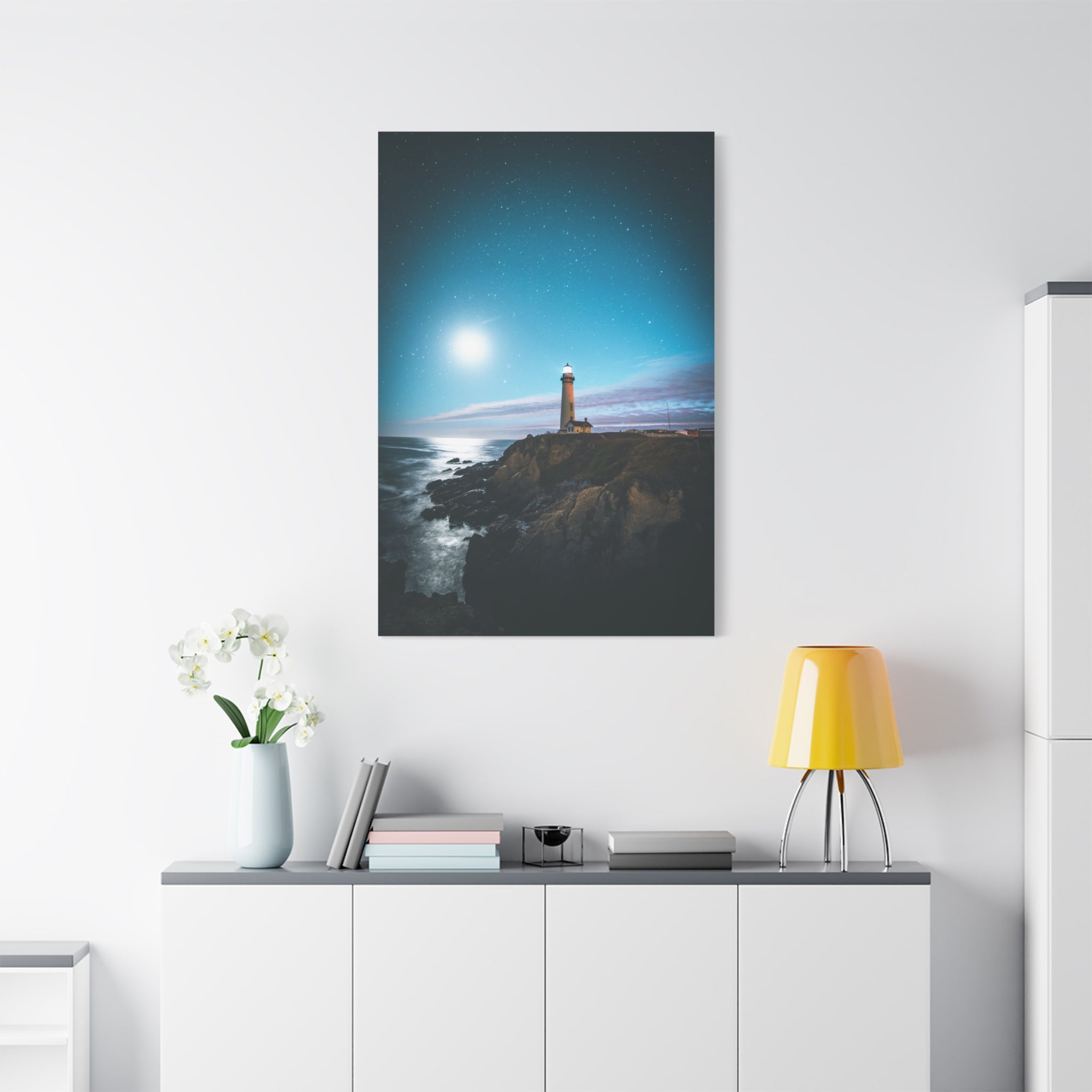 canvas-print-lighthouse-on-rock-matte-canvas-stretched-1-25-inch-coastal-wall-art-nautical-decor-beach-house-decoration-seasi