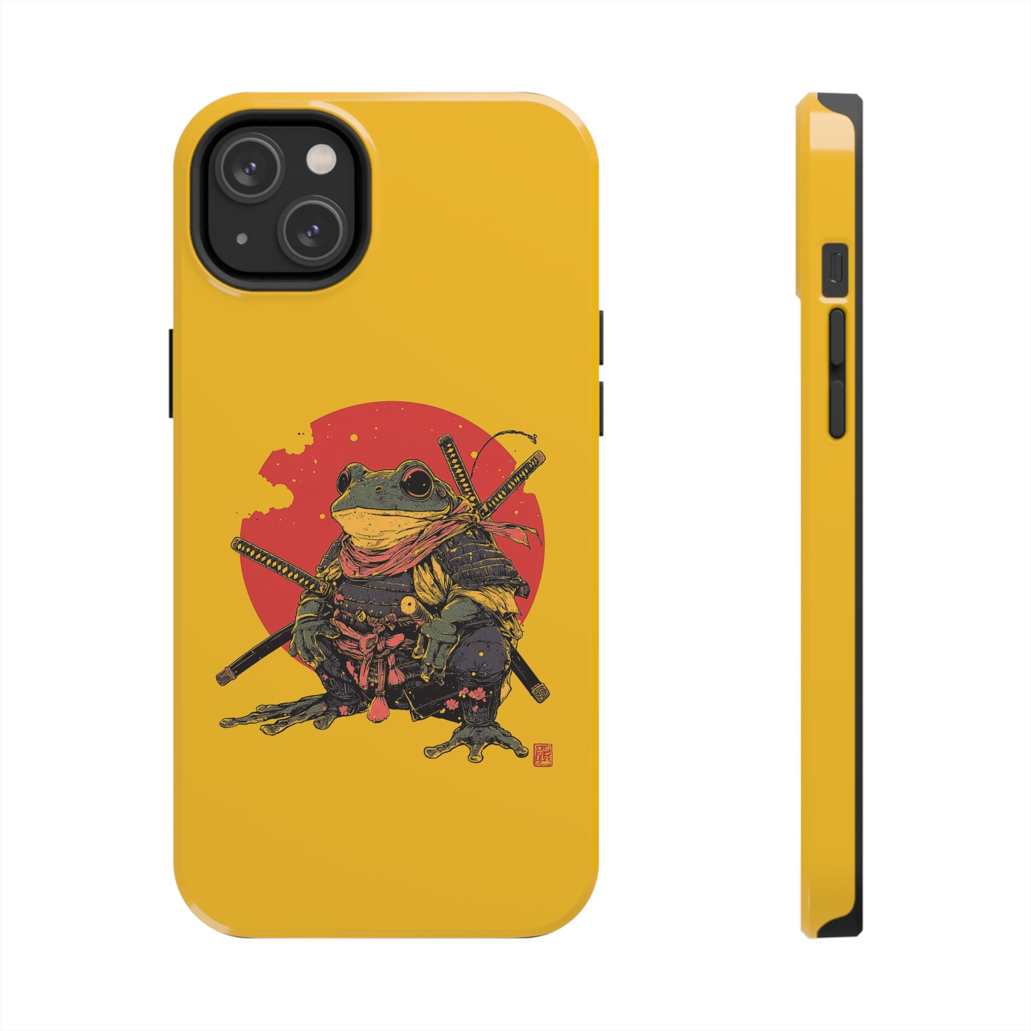 retro-vintage-ninja-frog-iphone-tough-case-red-sun-japanese-samurai-frog-design-ninja-warrior-yellow-iphone-hard-cover
