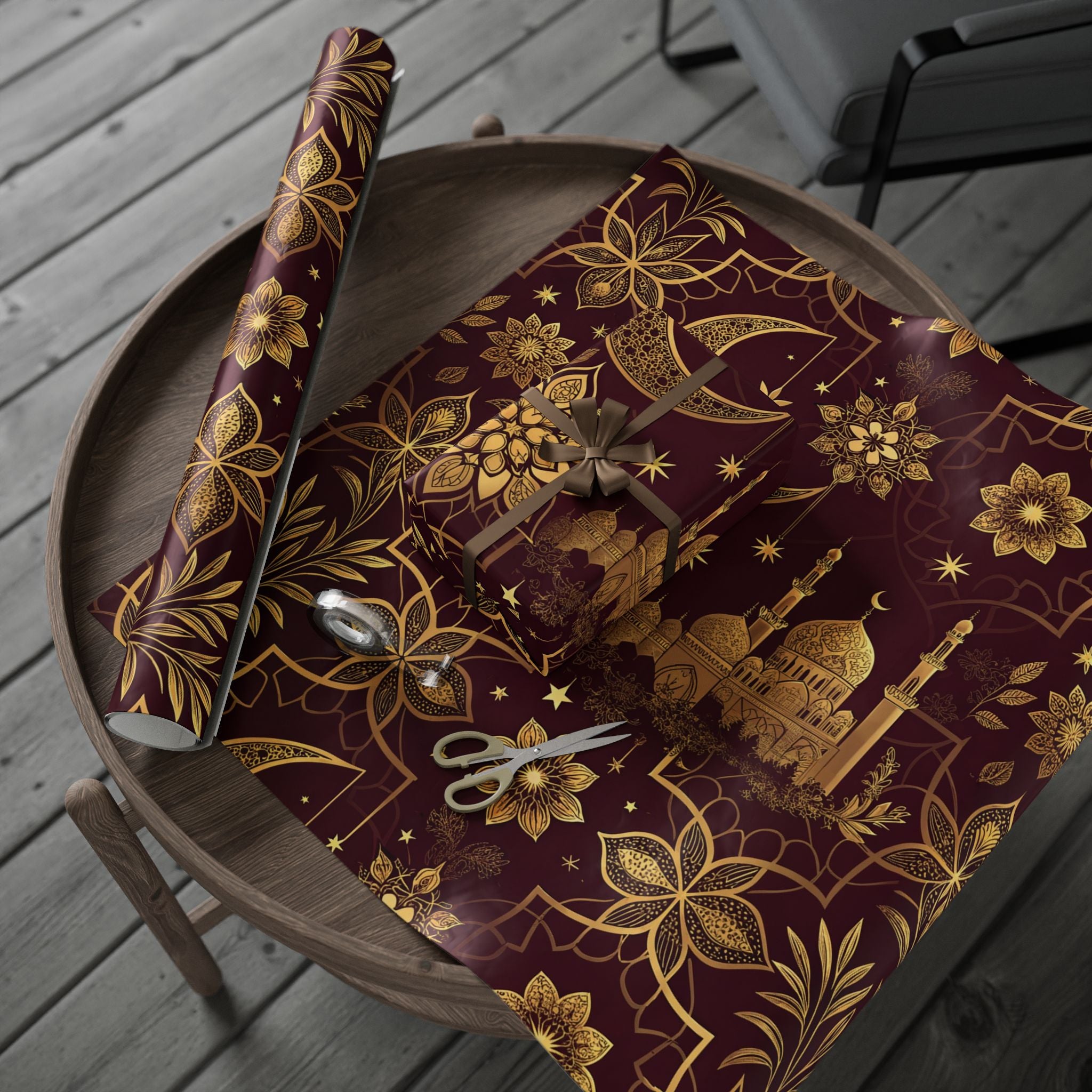 ramadan-night-wrapping-papers-islamic-crescent-moon-gift-wrap-mosque-silhouette-eid-holiday-supplies-festive-present-packagin